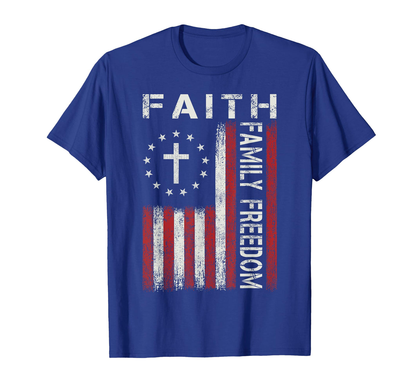 Faith Family Freedom Jesus Christian Cross Flag Religious T-Shirt
