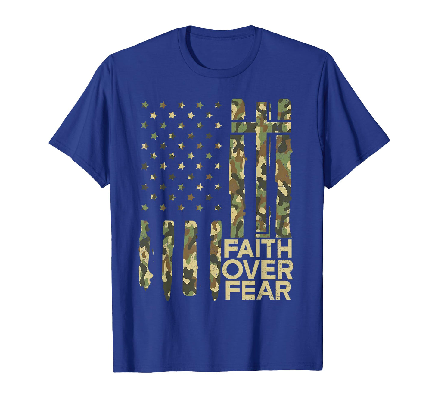 Jesus Faith Over Fear Cross Bible Religious Verse Christian T-Shirt