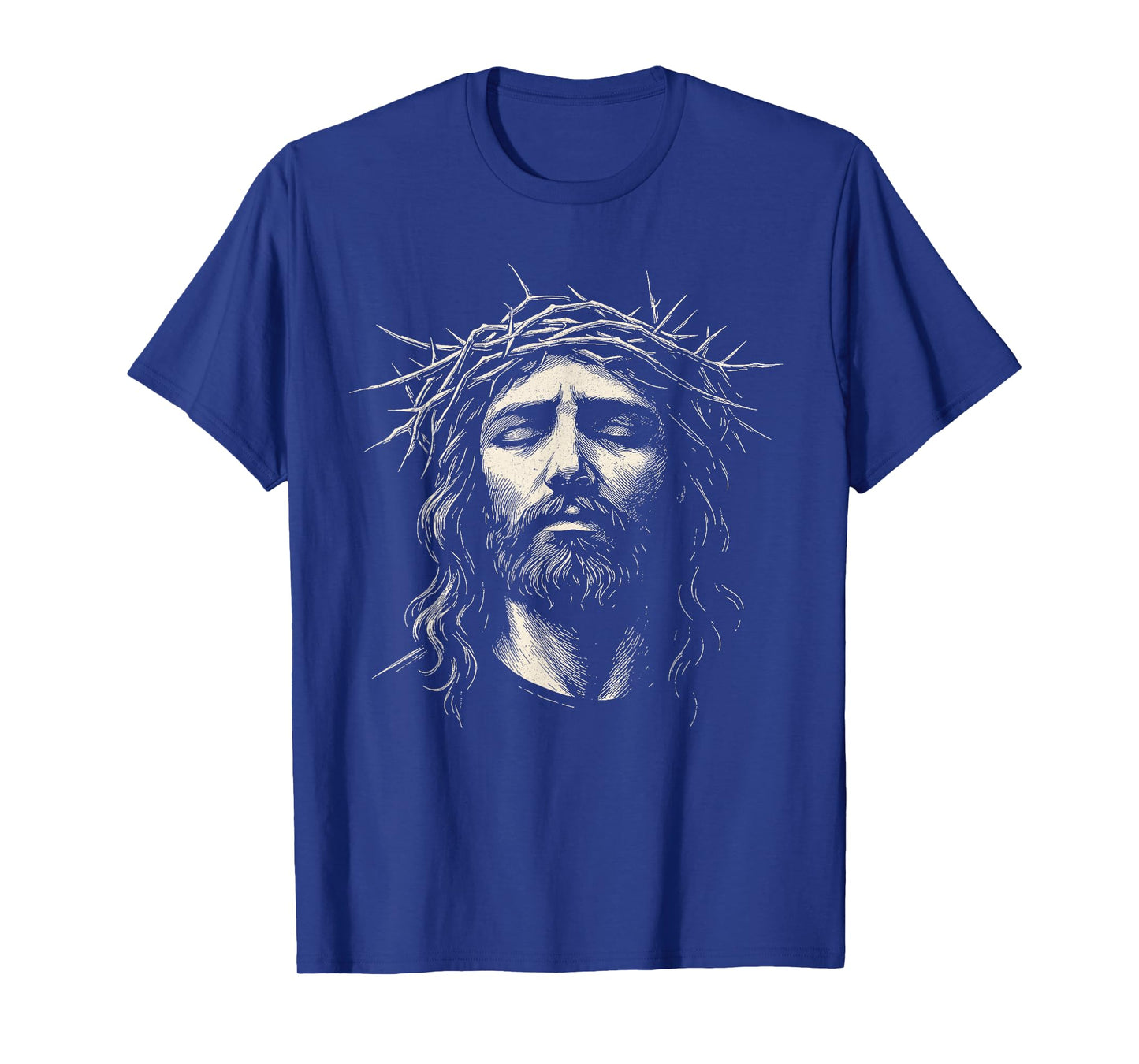 Retro Jesus Christ Face with Crown of Thorns God Bible T-Shirt