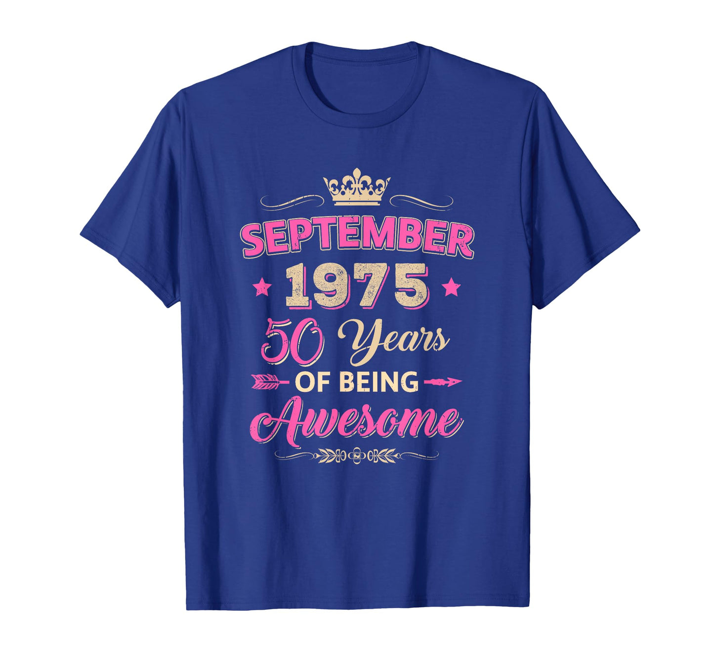 September 1975 50 Years of Being Awesome Retro 50Th Birthday T-Shirt