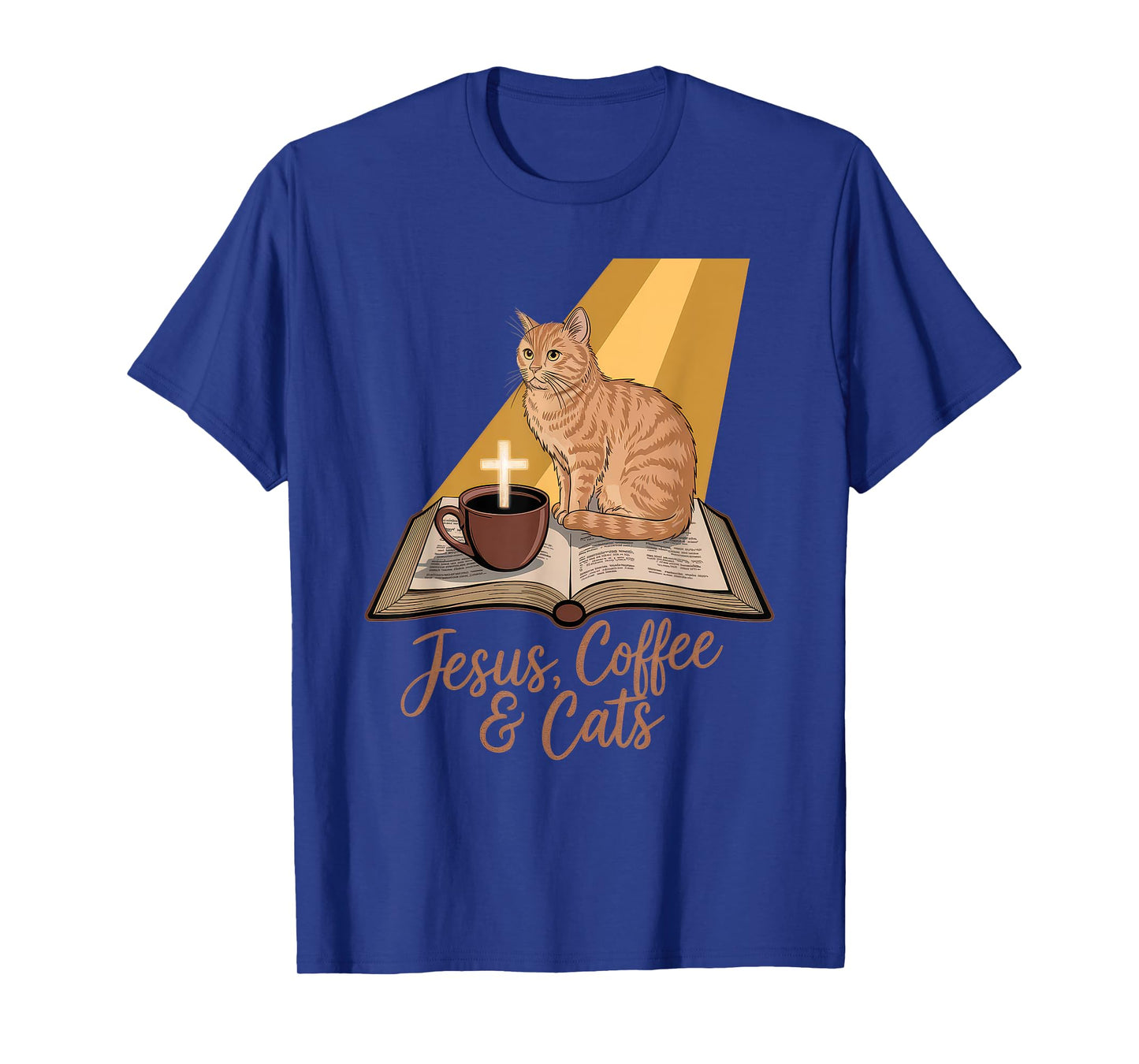 Jesus Coffee Cats Funny Cute Design Jesus Lovers Christian T-Shirt