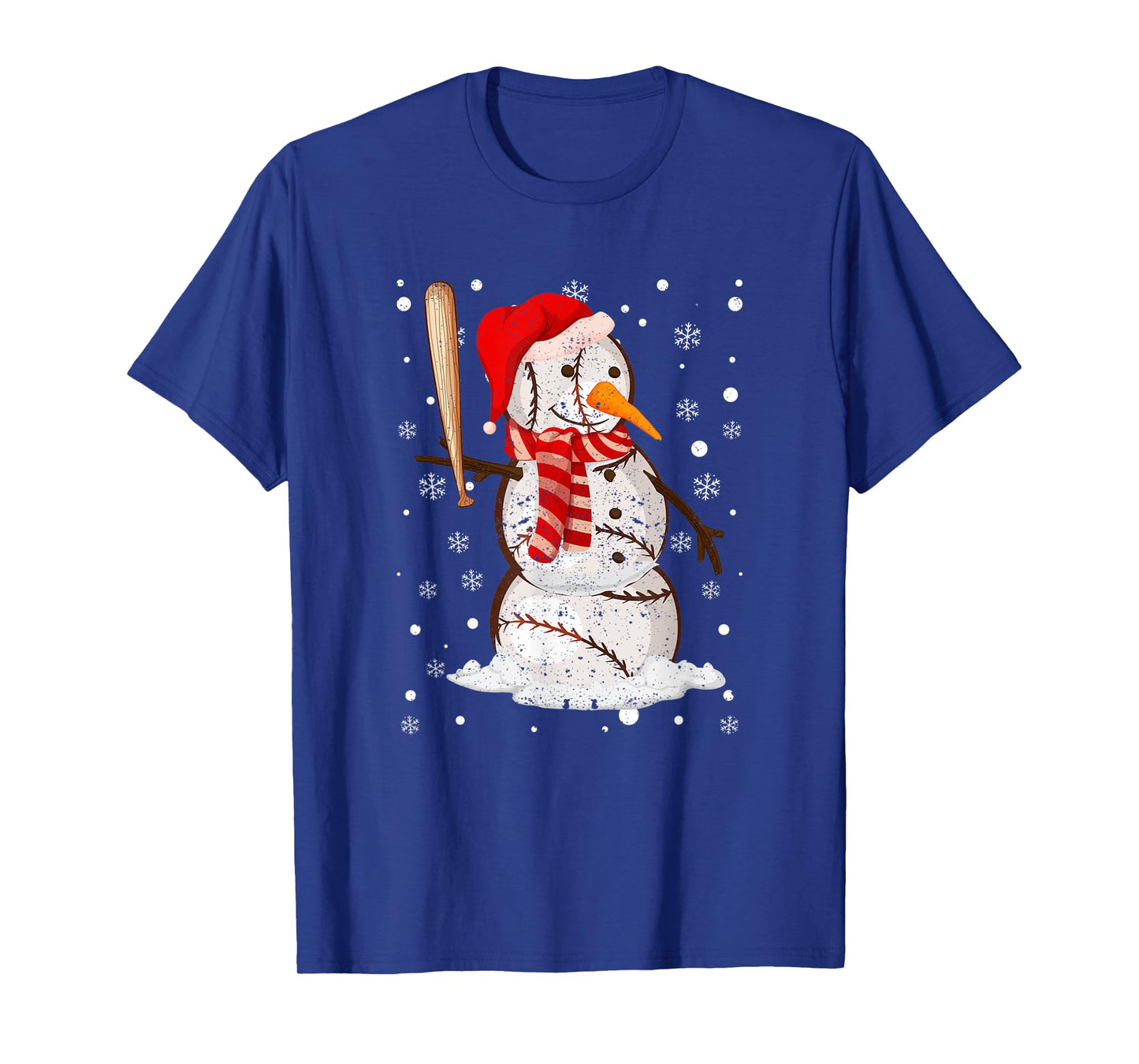 Baseball Player Snowman Balls Snow Christmas Pajama Xmas PJ T-Shirt