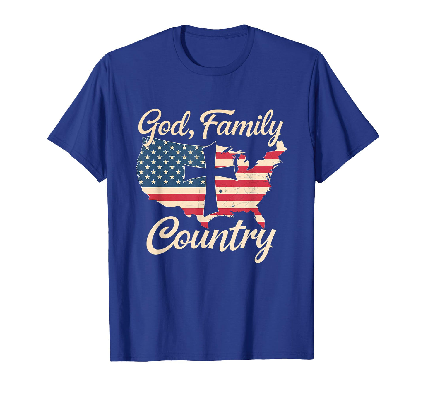 God Family Country Christian America Patriot Cross T-Shirt