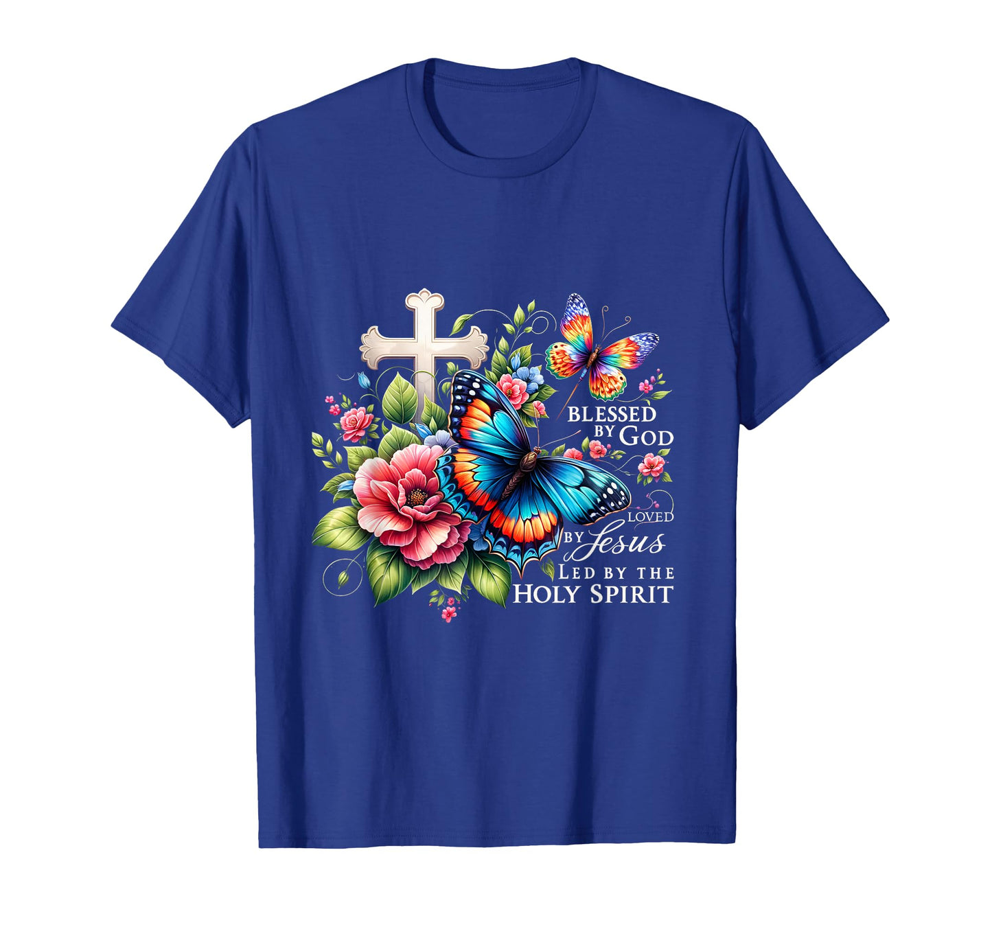 Blessed by God Loved by Jesus Happy Easter Day Butterfly T-Shirt