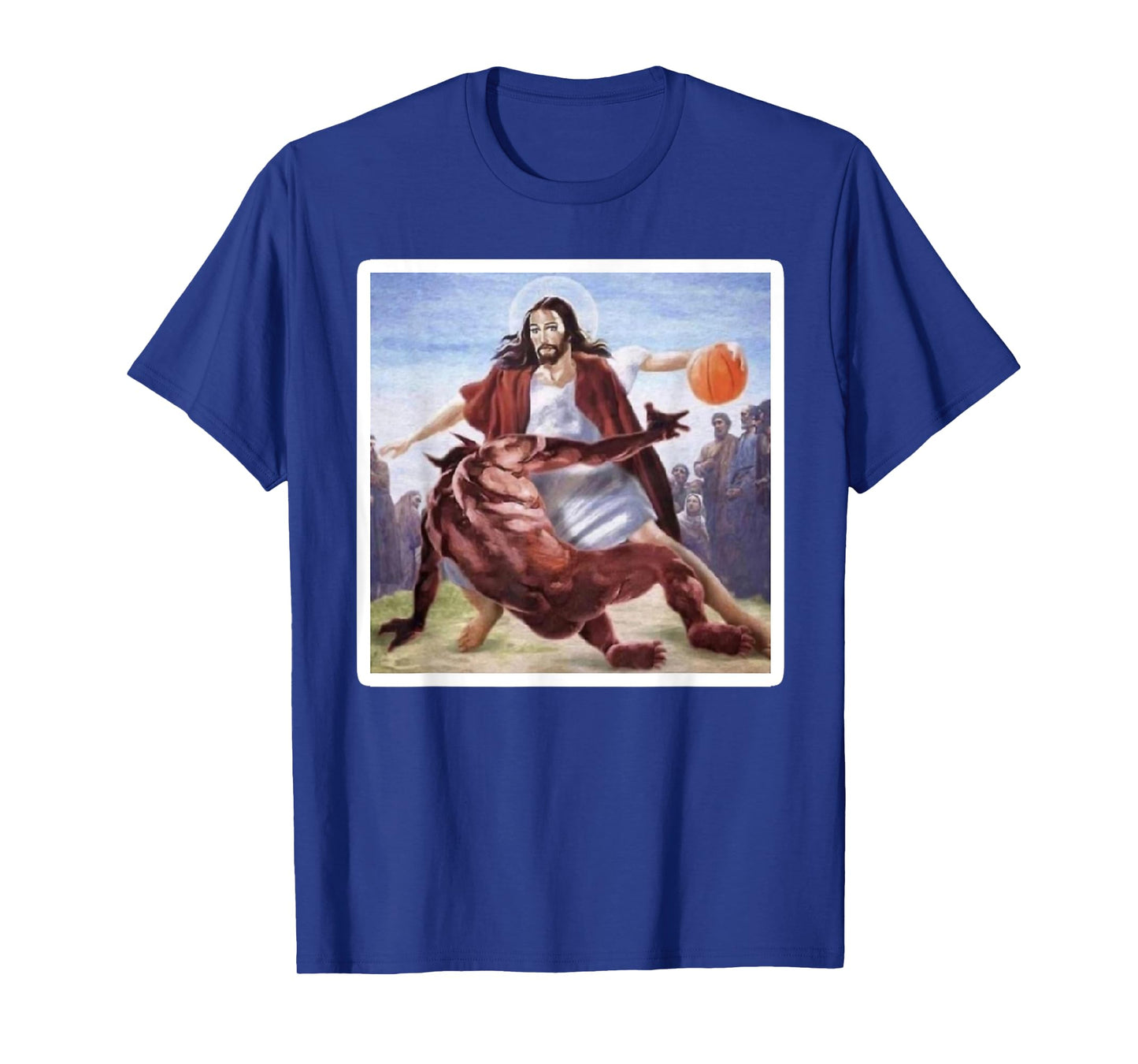 Jesus Crossing Up Satan Basketball T-Shirt