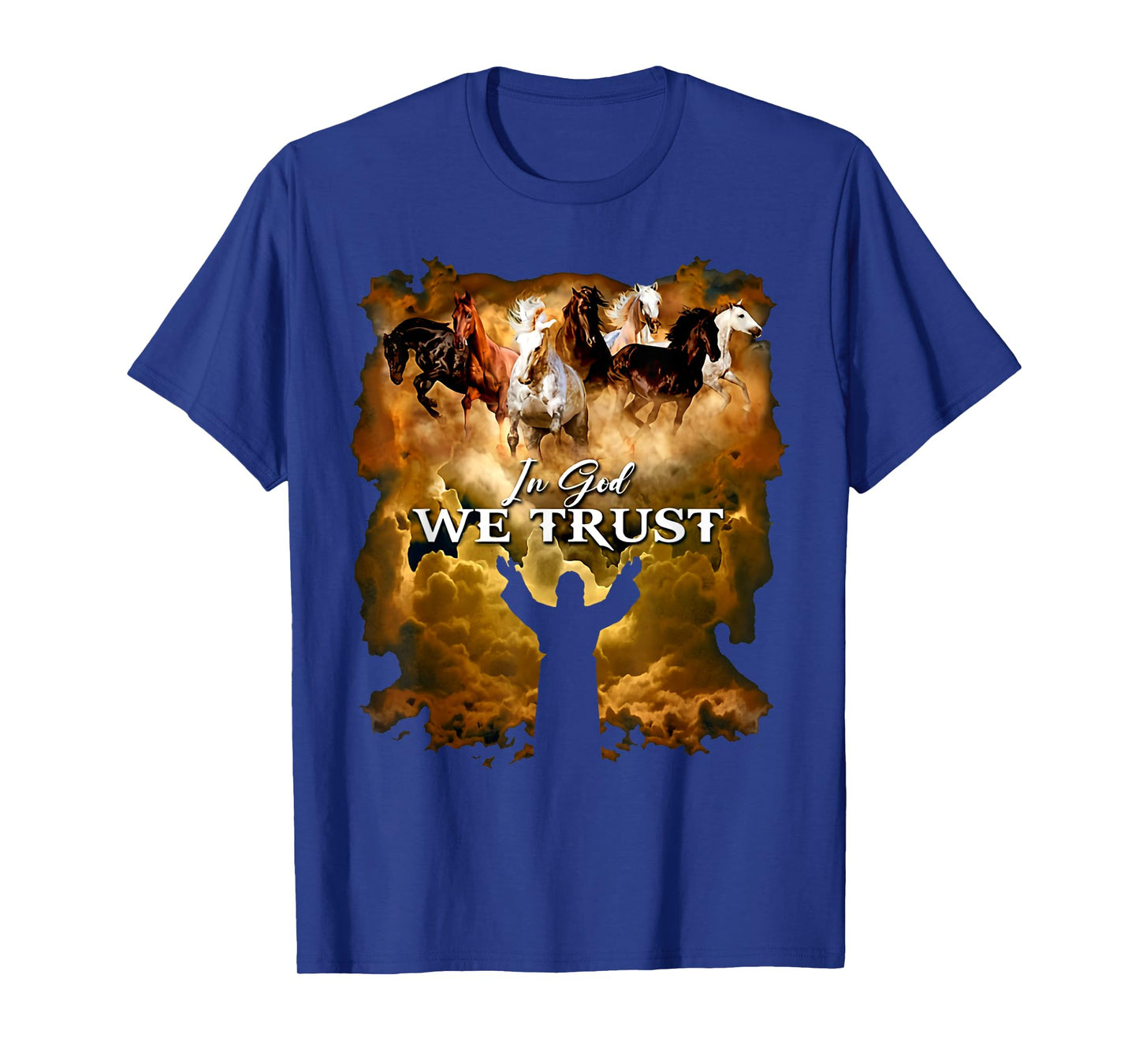 Jesus Horse In God We Trust - Christian T-Shirt, Unisex-Adults, Unisex-Kids, Black, Small, Short Sleeve