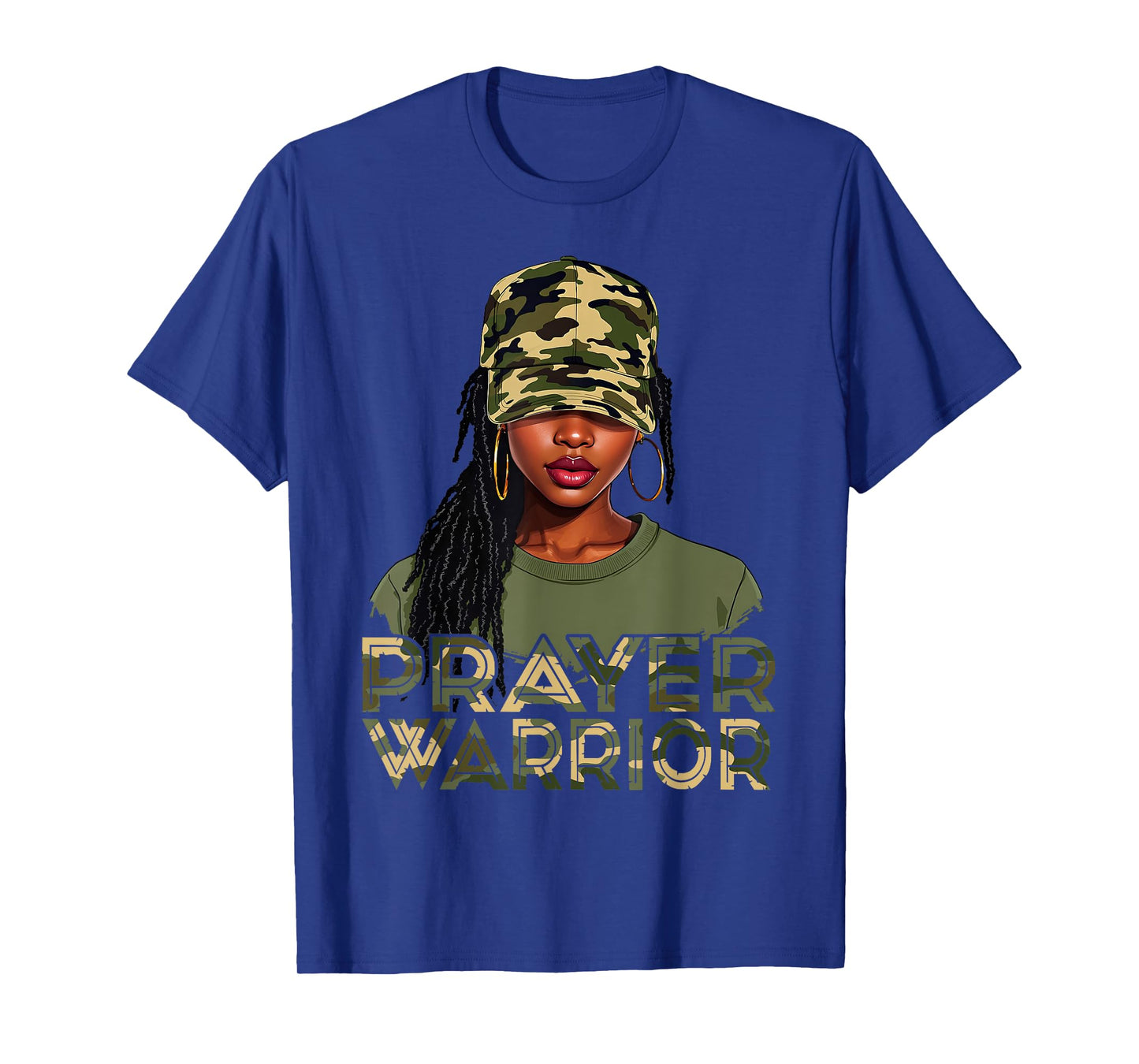 Camo Hat Prayer Warrior God Jesus Christian Black Girl Women T-Shirt