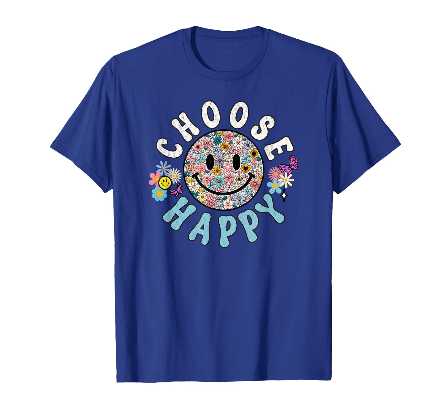 Choose Happy Cute Positivity Groovy Flowers Smile T-Shirt