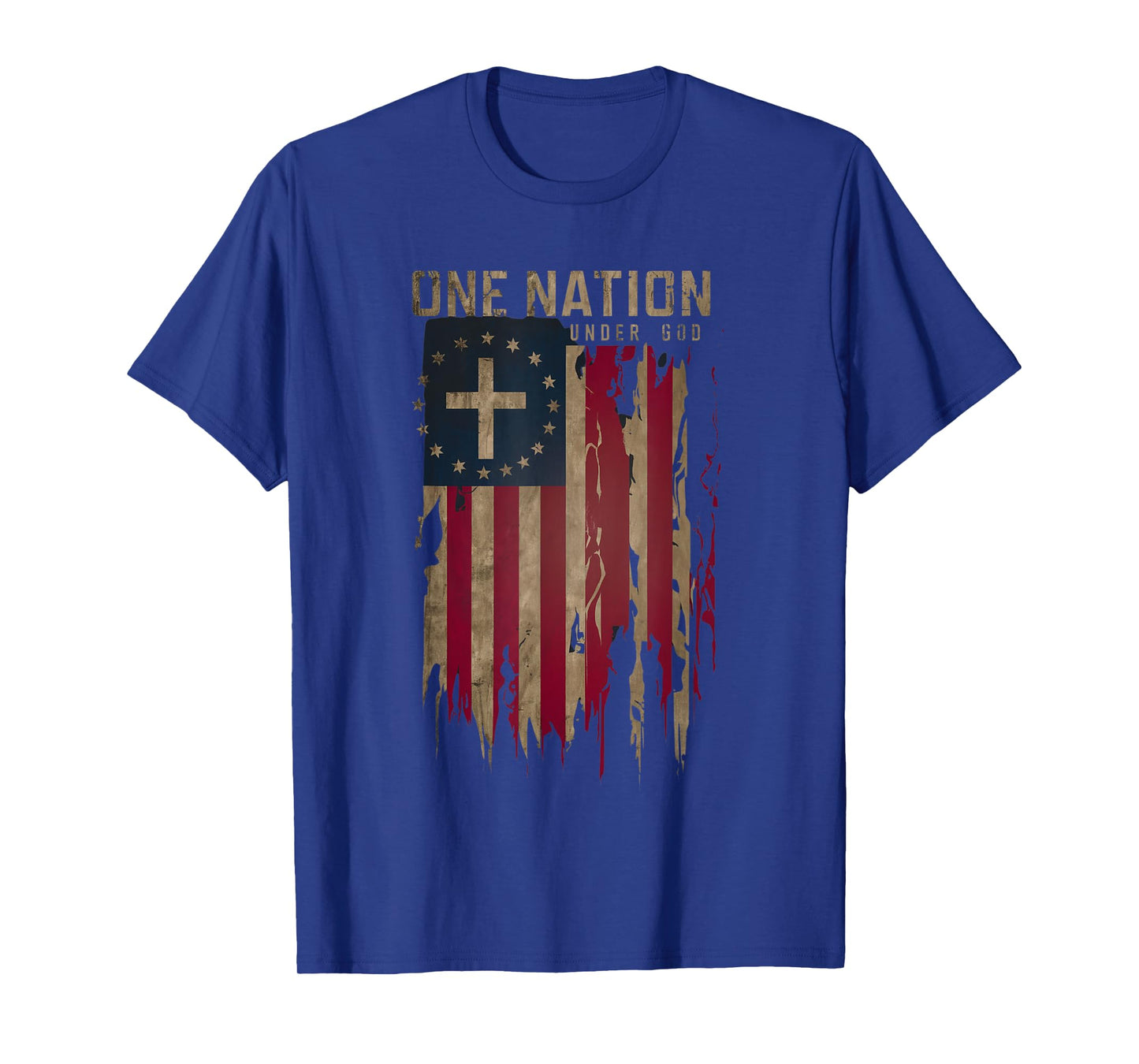 One Nation Under God Patriotic American Flag T-Shirt for Women Men