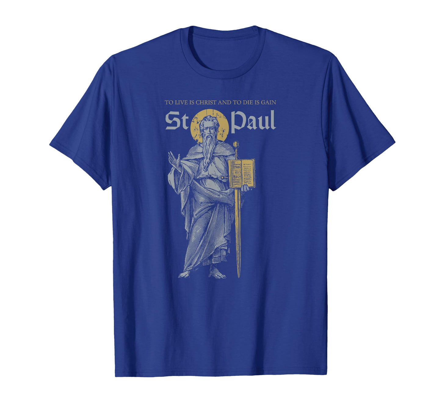MJ Sacred Art Saint Paul the Apostle Philippians 1:21 Christian Unisex-Adults & Kids Black Short Sleeve Modern T-Shirt