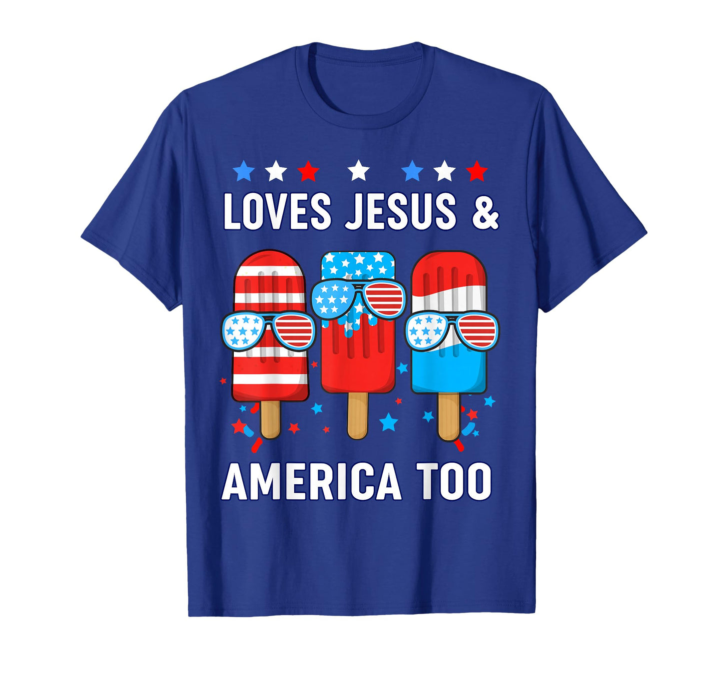 Popsicle Love Jesus America Boy Patriotic Christian 4th July T-Shirt