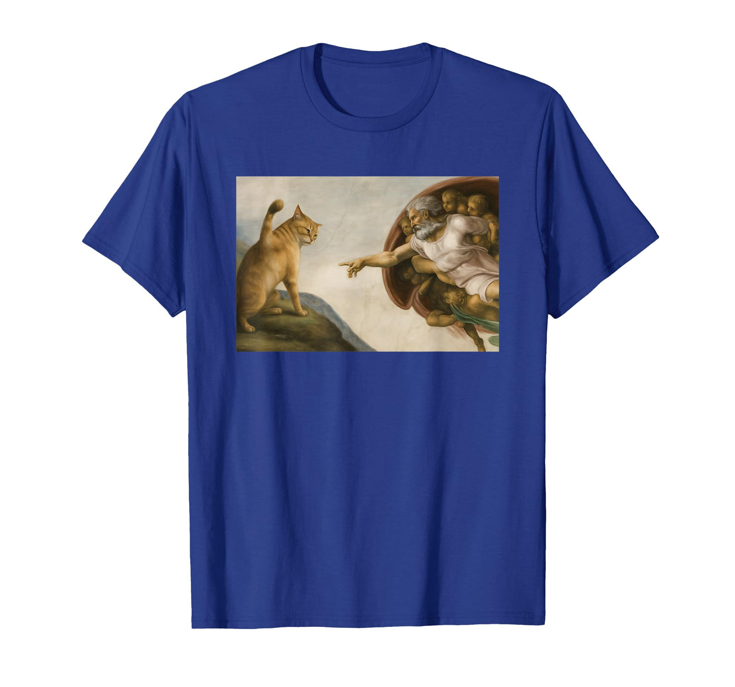 Funny Cat God Creation of Adam Meme Jesus Men Women T-Shirt