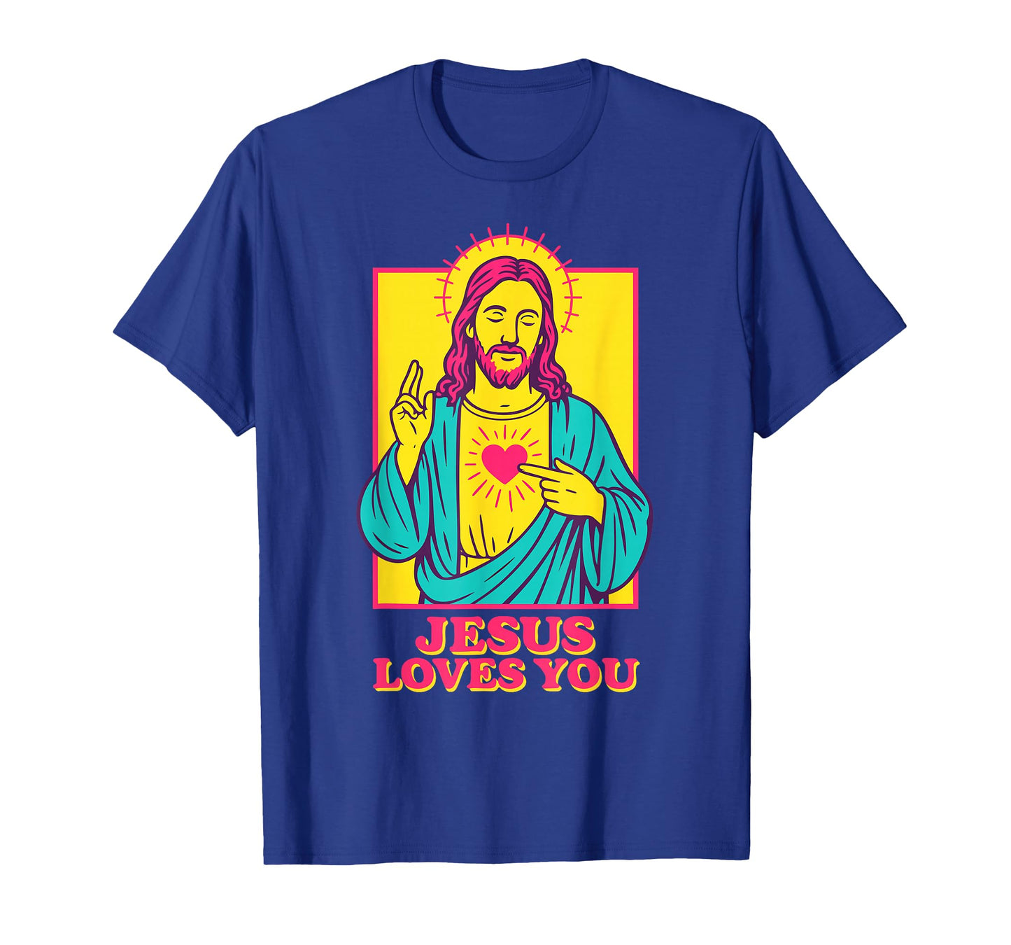 Jesus Loves You Sacred Heart Christian Faith Retro Pop Art T-Shirt