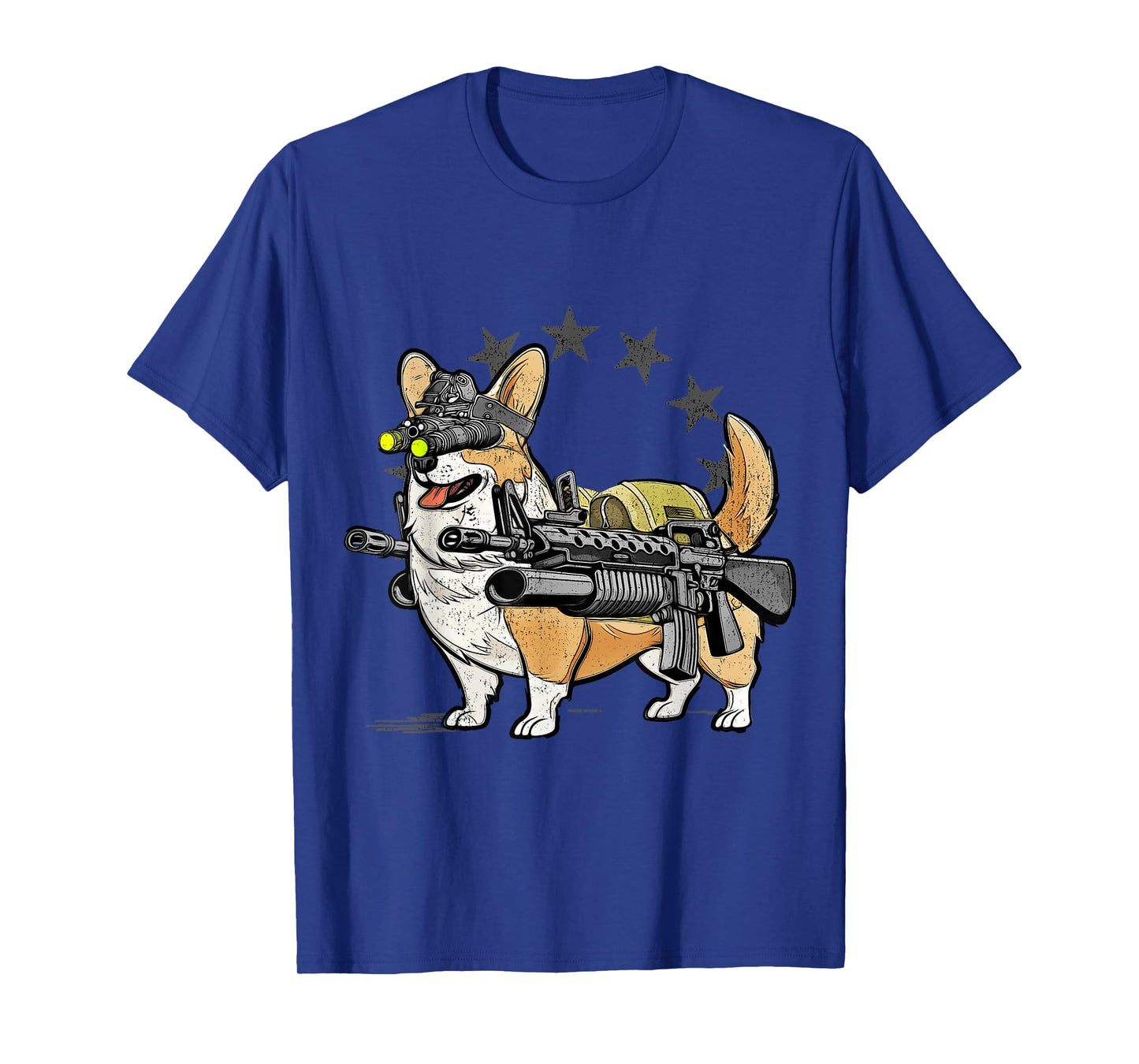 1 Nation Unisex-Adults Combat Corgi Patriotic Cartoon T-Shirt, Black, Small, Short Sleeve