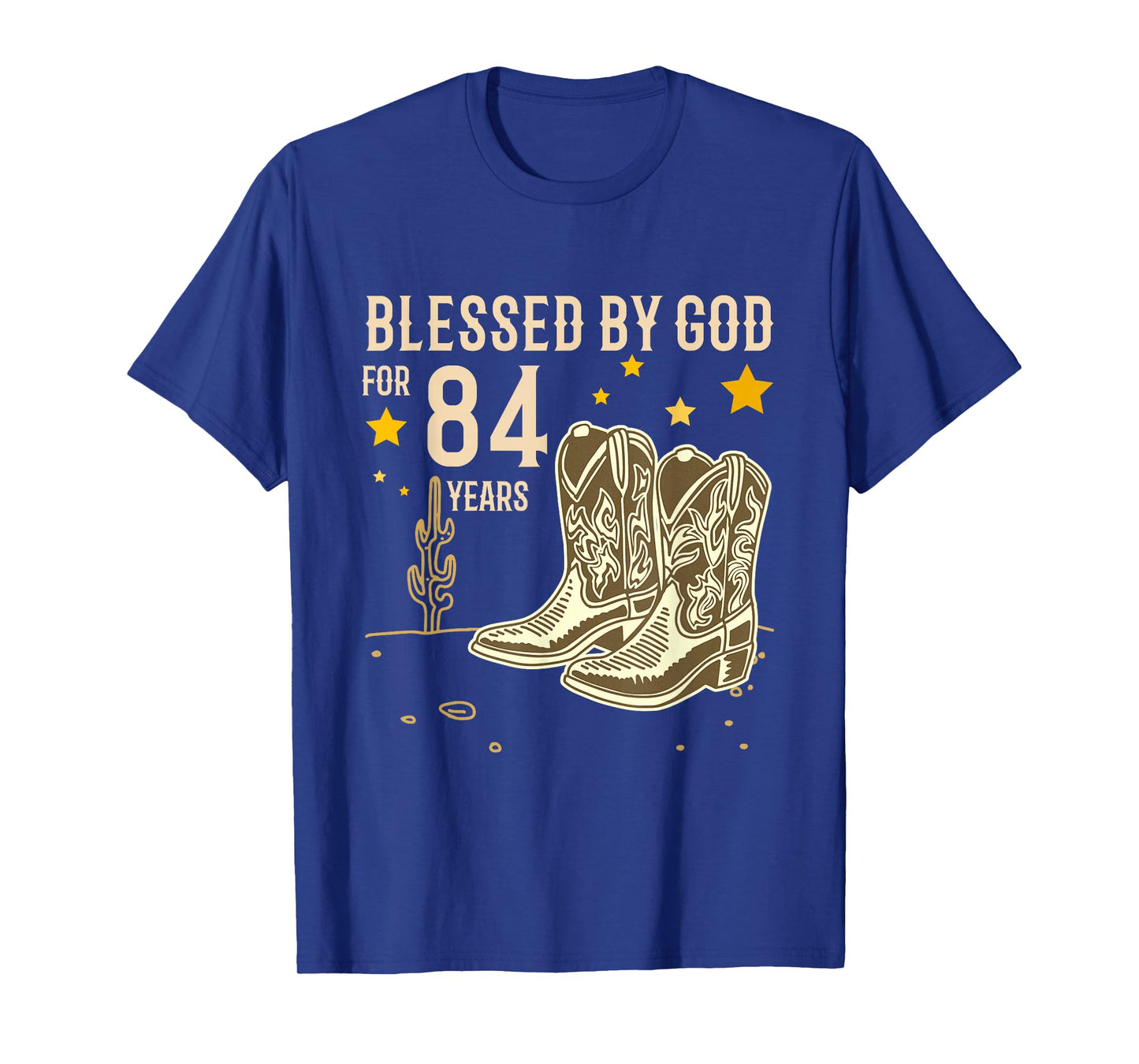Vintage Blessed by God for 84 Years Cowboy 84th Birthday Men T-Shirt