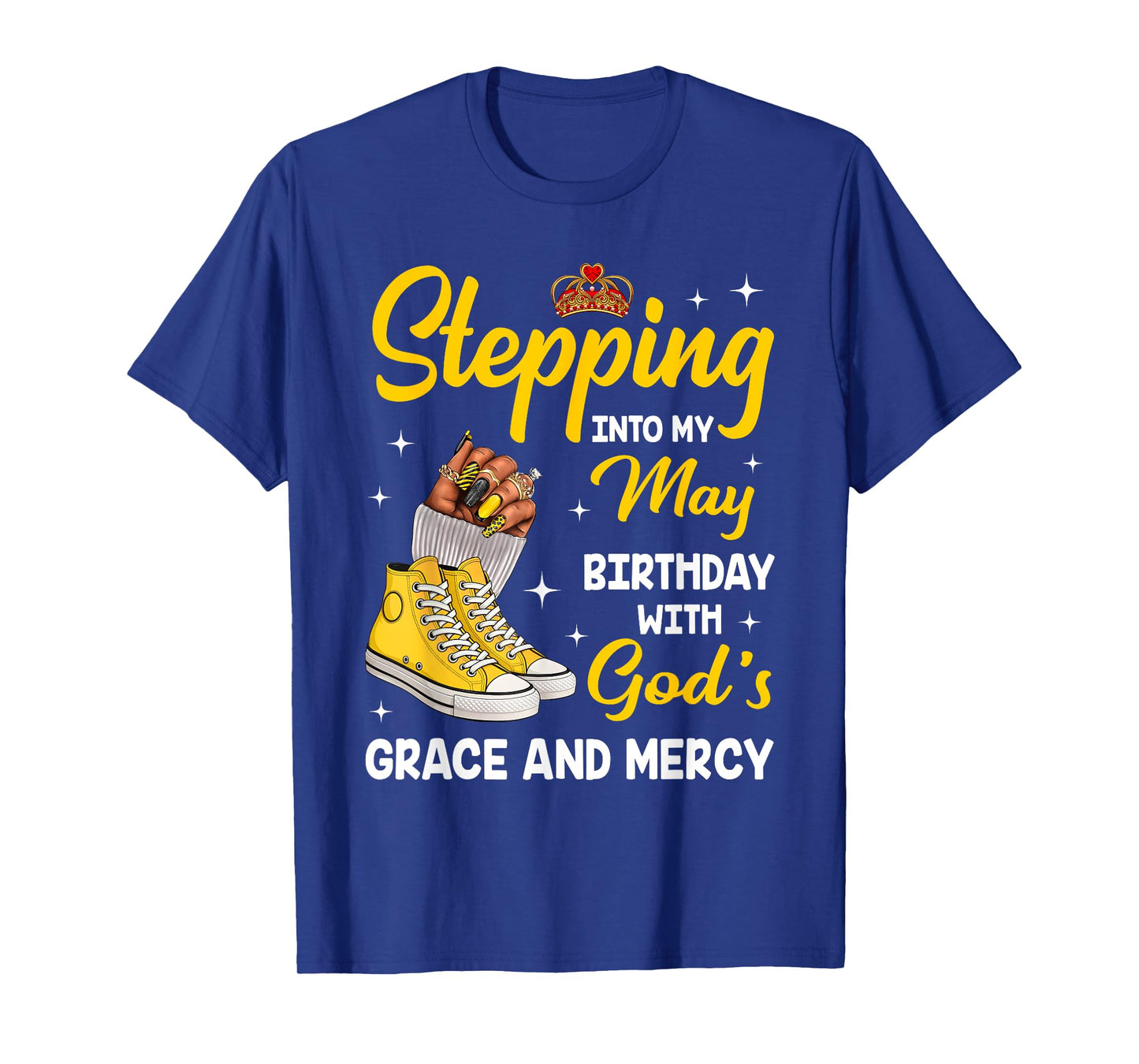 Stepping Into My May Birthday Queen Melanin Afro Woman T-Shirt