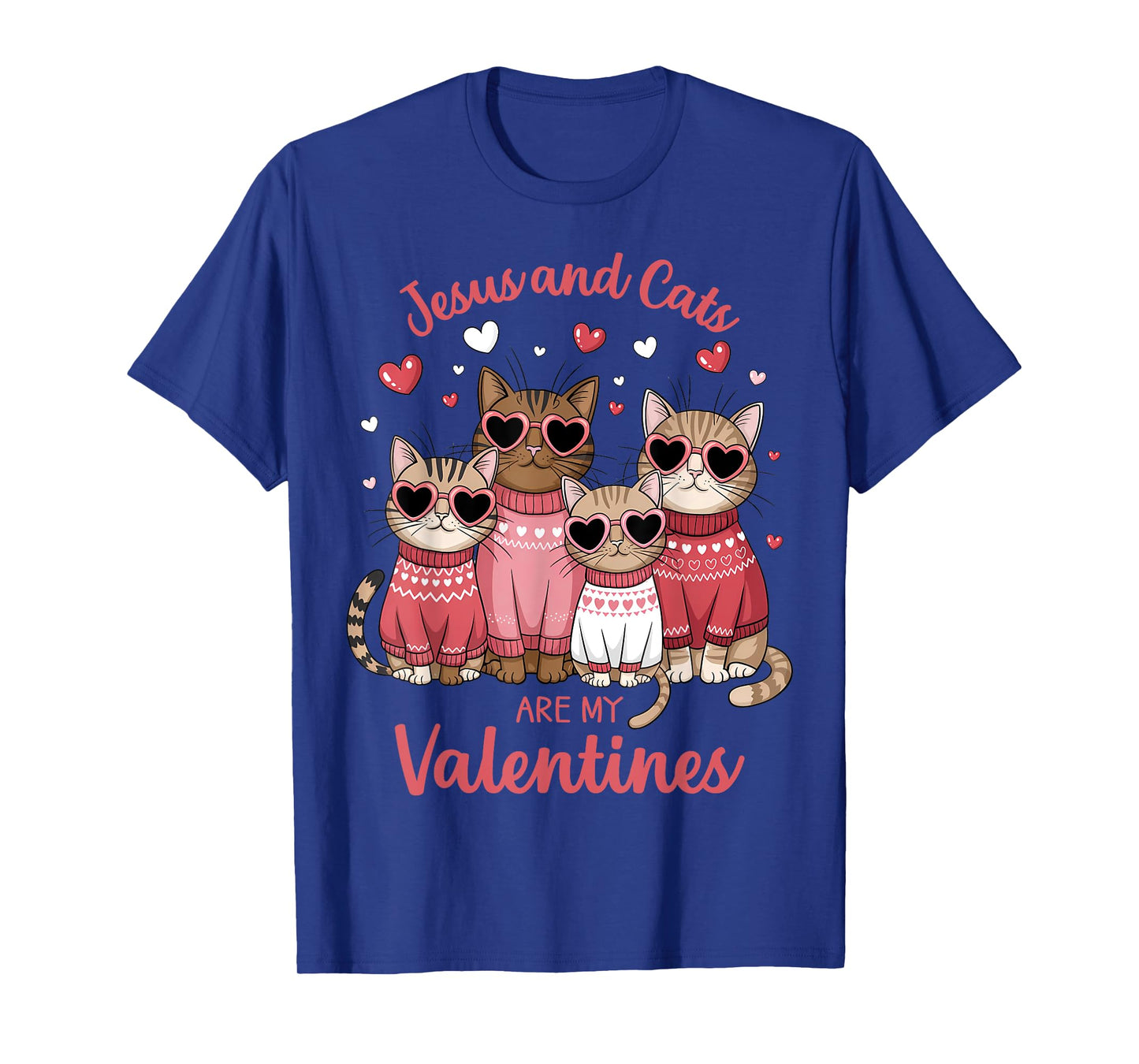 Christian Cat Lovers Valentine's day Jesus and Cats T-Shirt for Men Women Girls Kids
