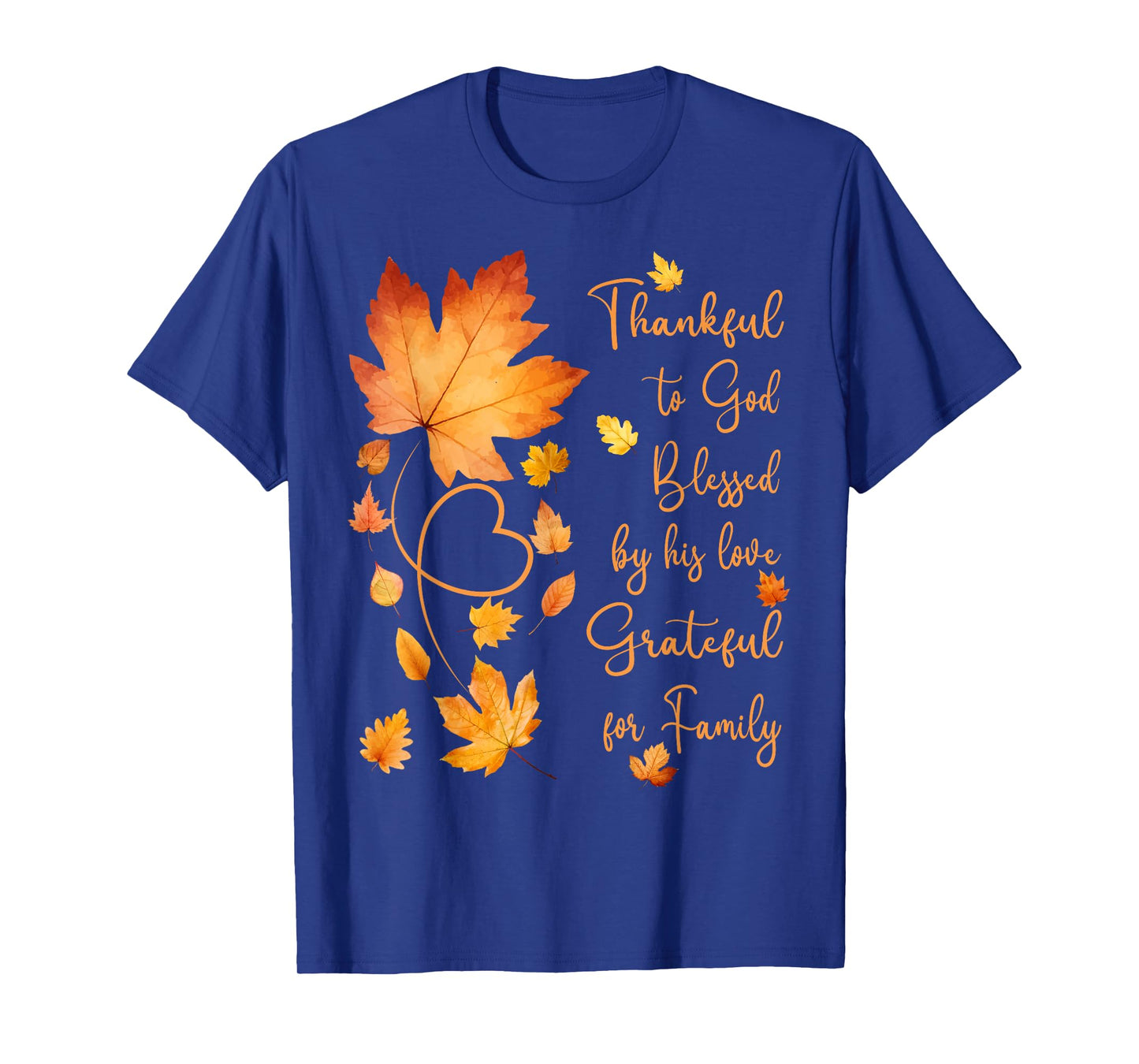 Thankful Grateful Blessed Christian Thanksgiving Fall Leaves T-Shirt