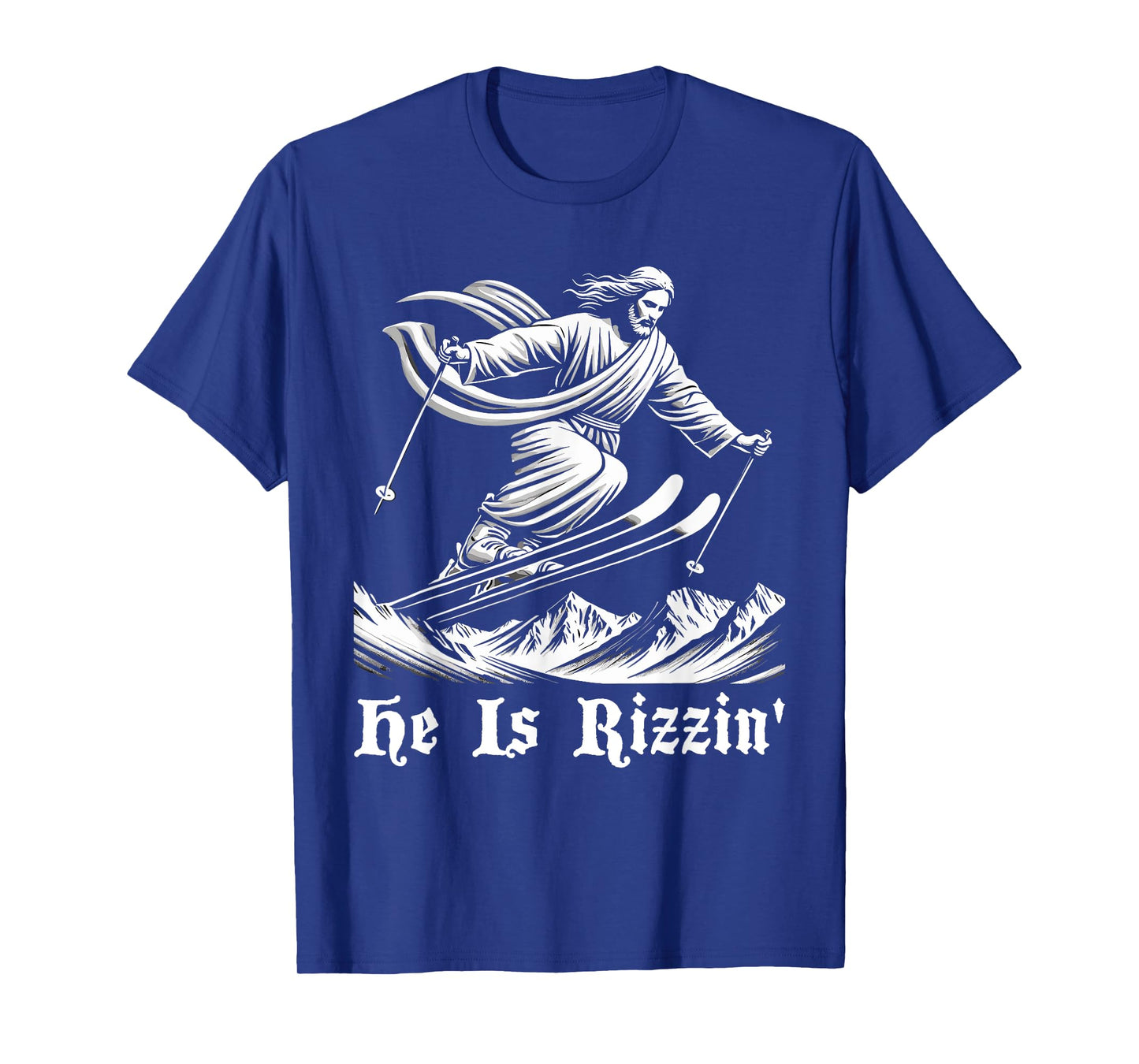 Ski Skiing jesus christ Skiis rizzin' snow christian jump T-Shirt