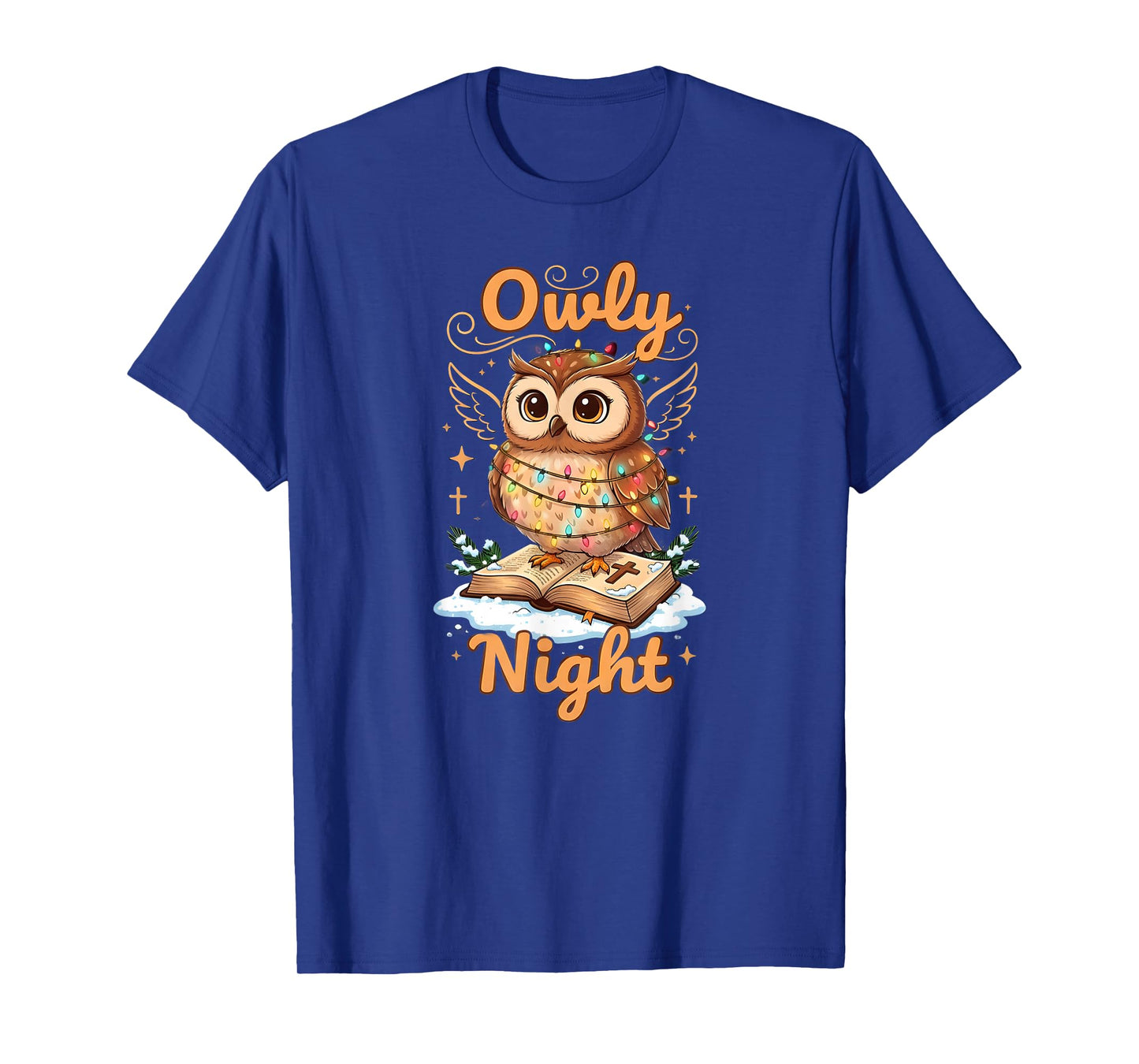 Owly Night Christmas Owl Snowflakes Bible Christian Religion T-Shirt
