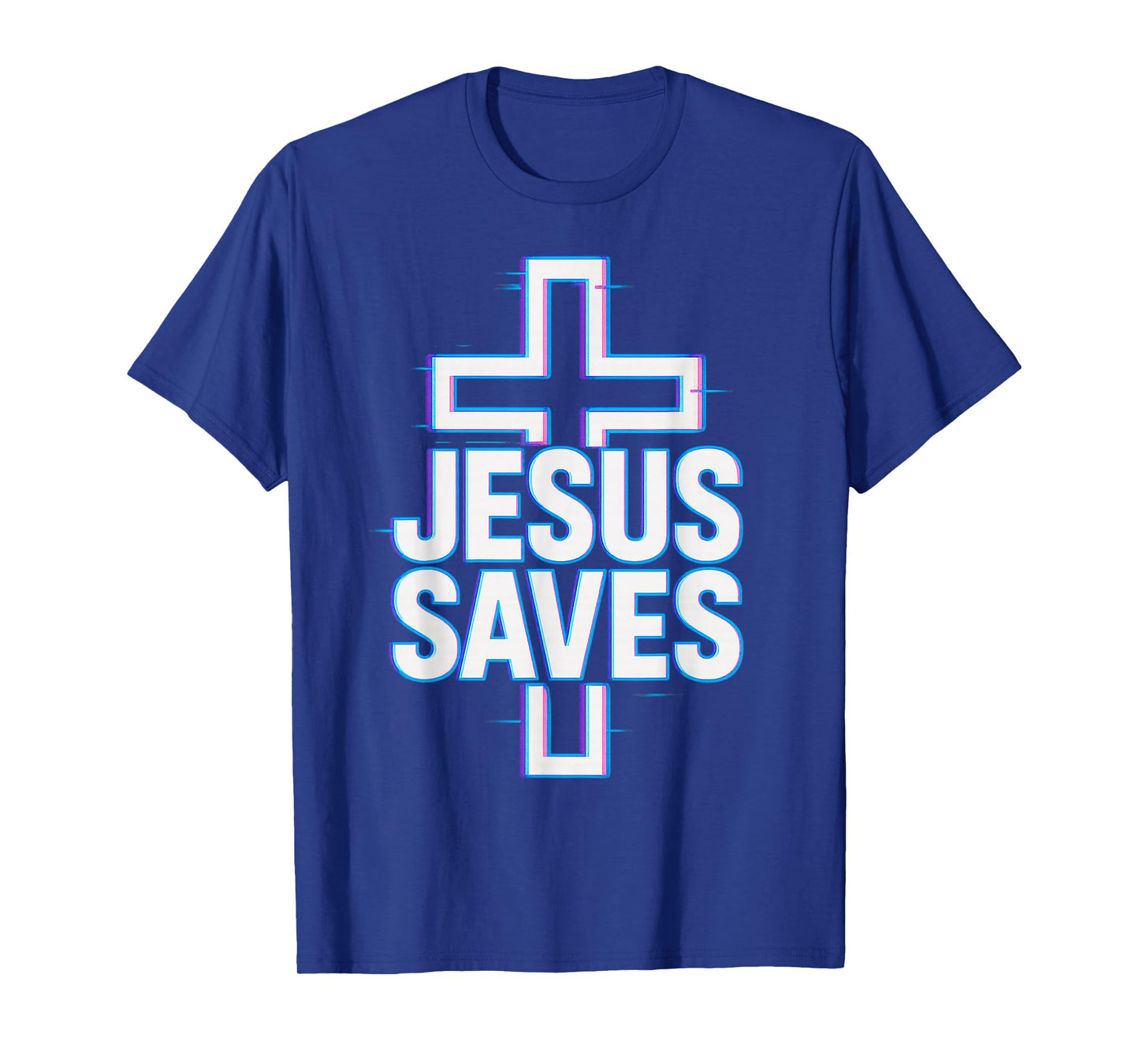Jesus Saves Neon Glitch Christian T-Shirt