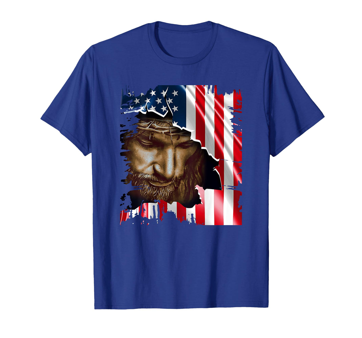 Jesus Christ American Flag US Pride Patriotic Christian T-Shirt for Women Men