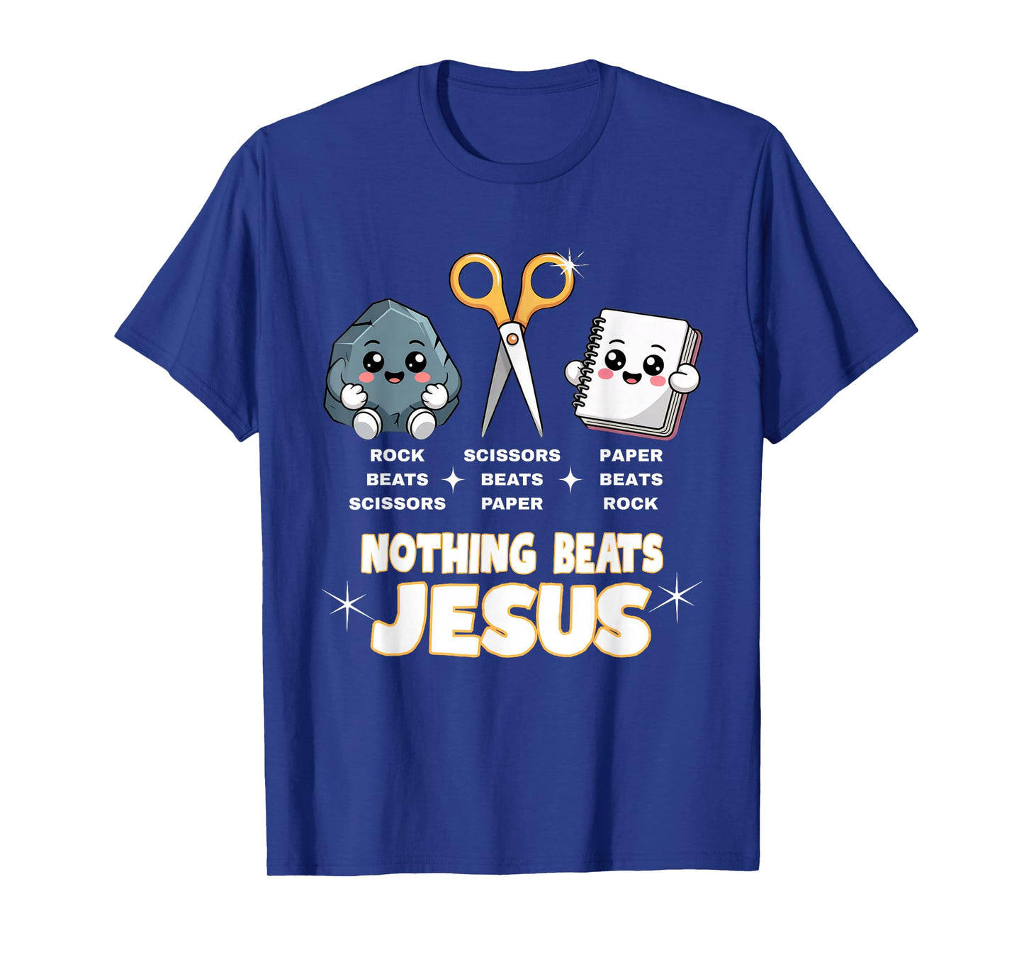 Rock Paper Scissors But Nothing Beats Jesus Funny Christian T-Shirt