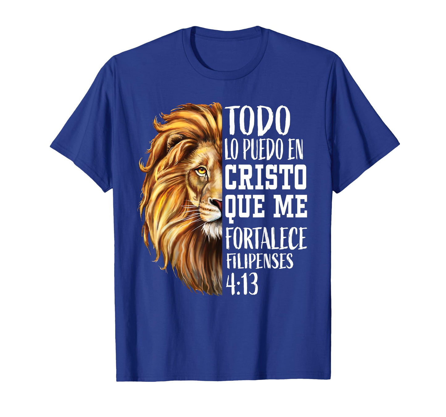 Christian Gift Men Spanish Filipenses 4:13 Verses Lion Judah T-Shirt