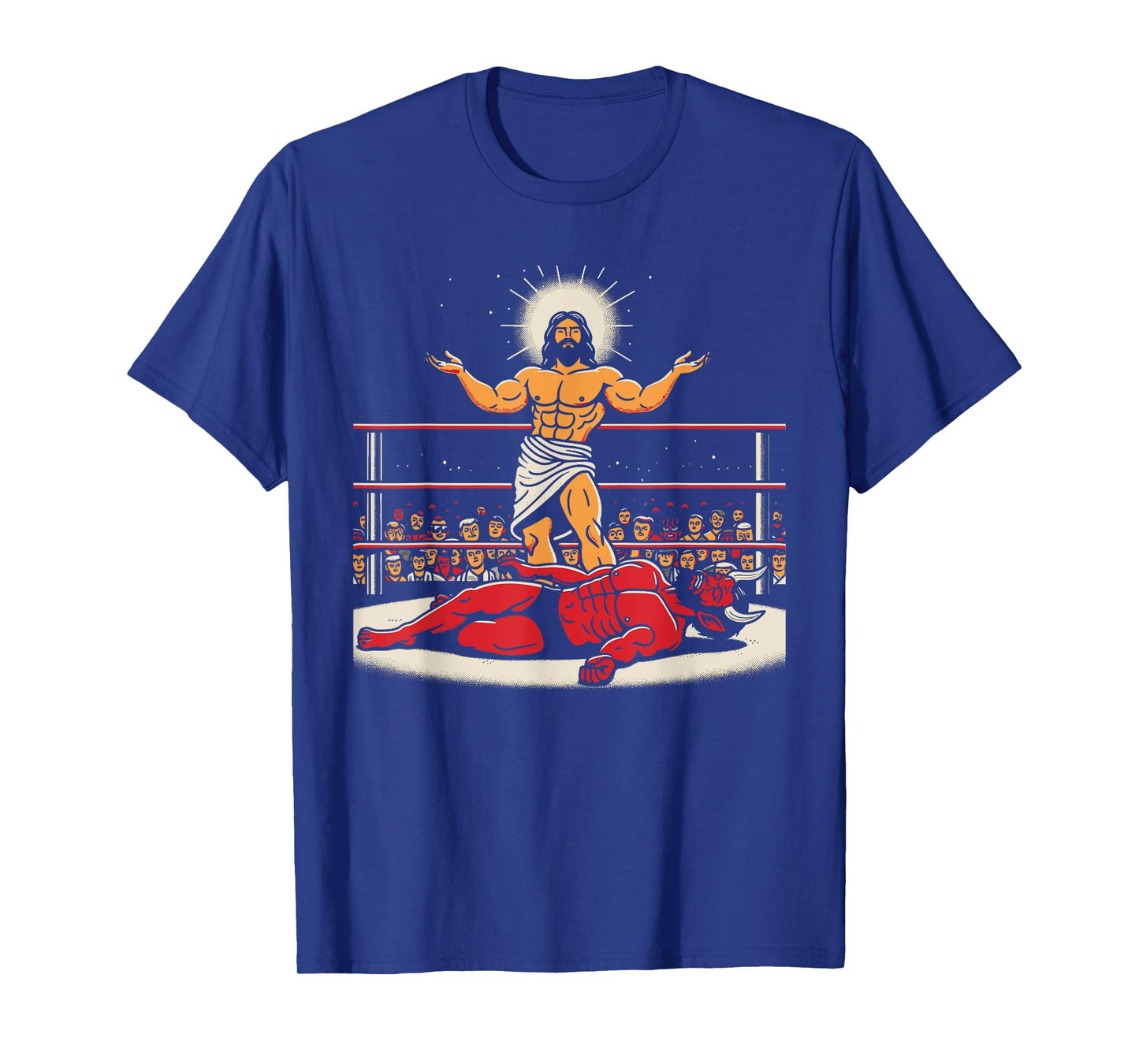 Jesus Wrestling Satan Funny Christian Humor Joke T-Shirt