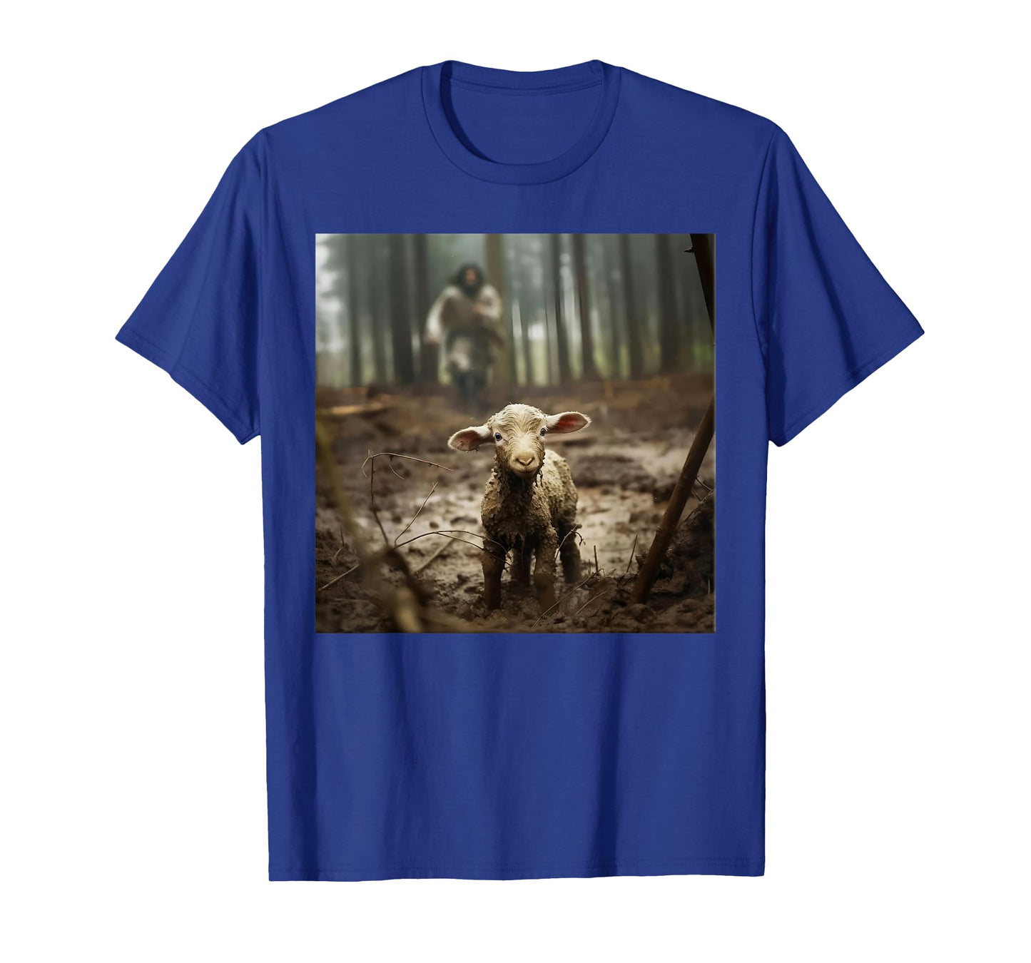 Jesus With The Sheep - Jesus Running After Lamb Art Religion T-Shirt