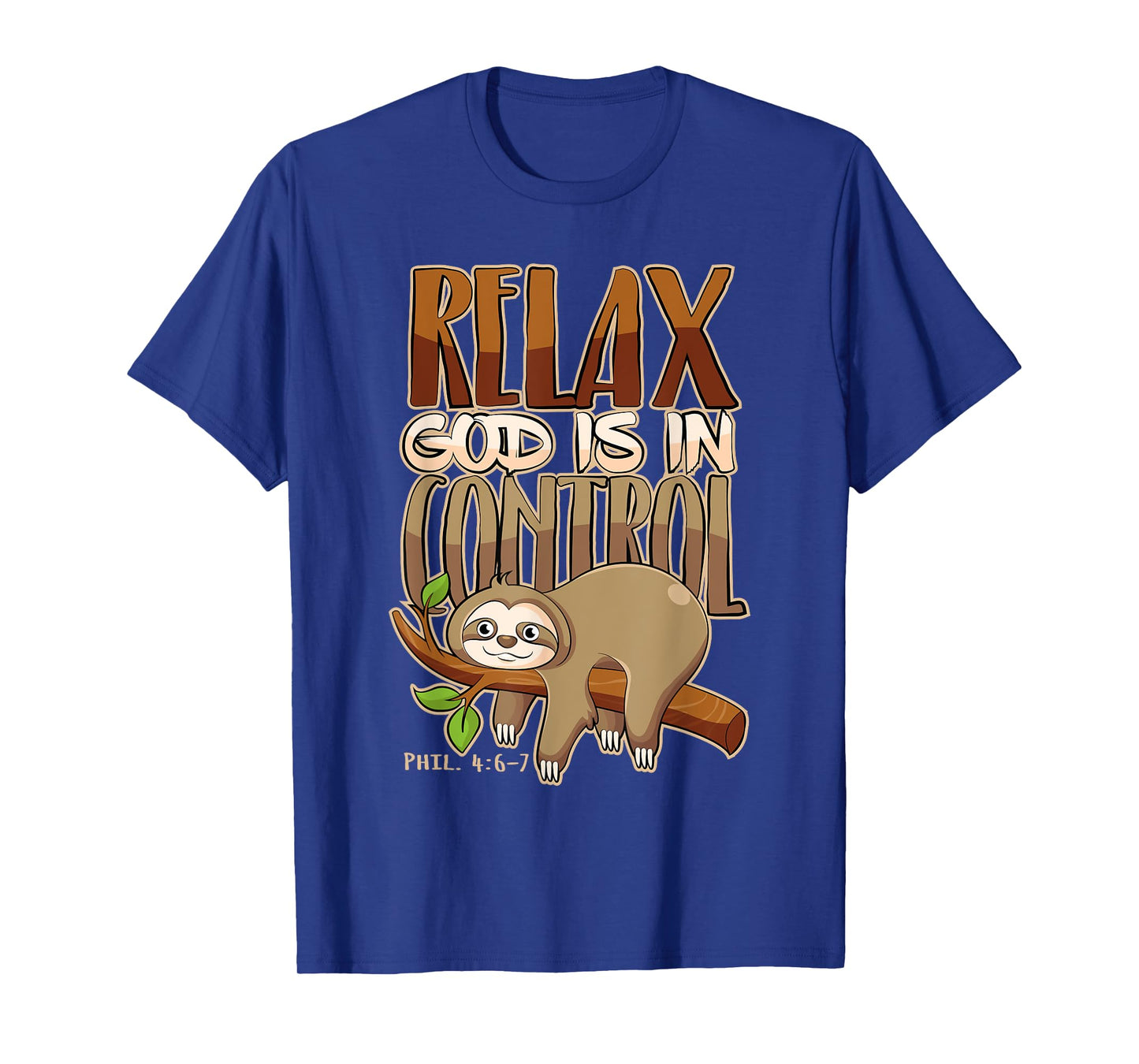 Jesus Merch & Co. Relax, God Has Everything Under Control Christian Animal T-Shirt - Black, Small, Unisex-Adults, Short Sleeve, Crew Neck, Classic Fit, Cotton 60% Polyester 40%