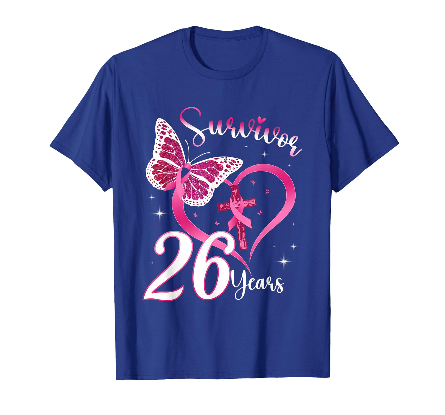 Breast Cancer Survivor Pink Ribbon Butterfly 26 Years Gift T-Shirt