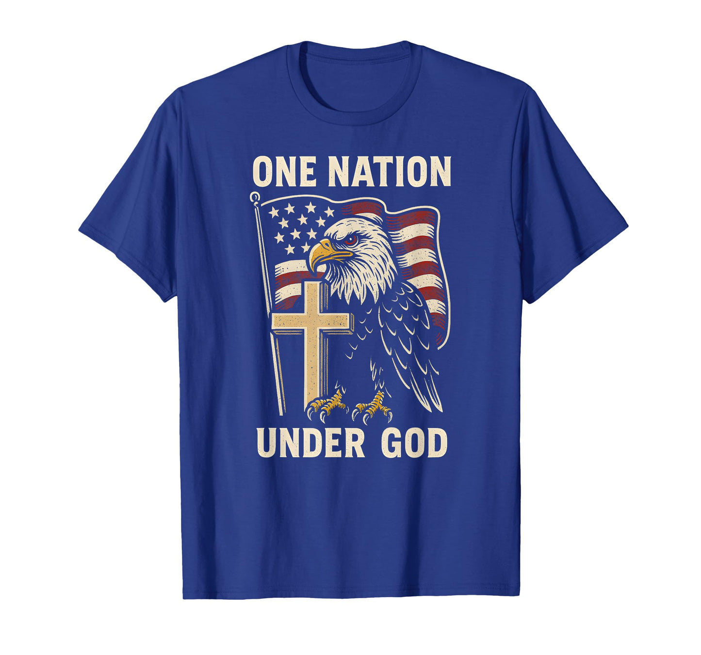 Patriotic One Nation Under God Vintage Mens Christian Faith T-Shirt