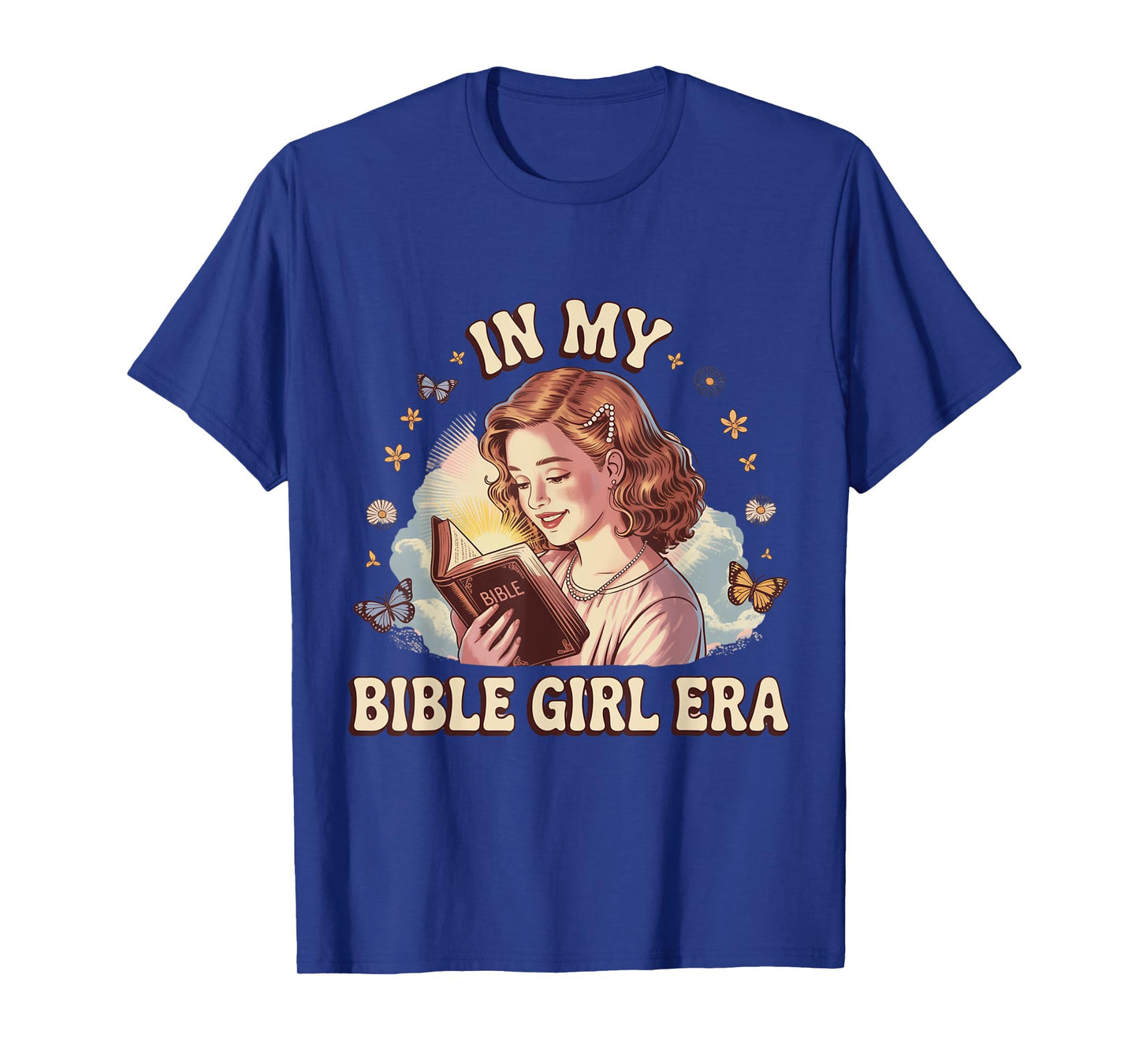 Bible Girl Era Retro Faith Butterfly Floral Aesthetic T-Shirt