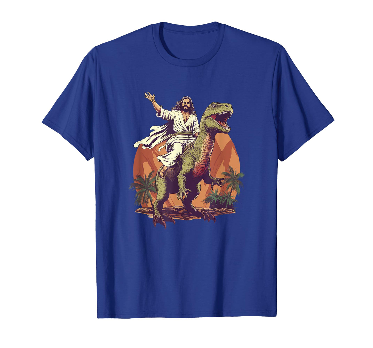 Funny Jesus Riding T-Rex Dinosaur Meme Parody for Believers T-Shirt