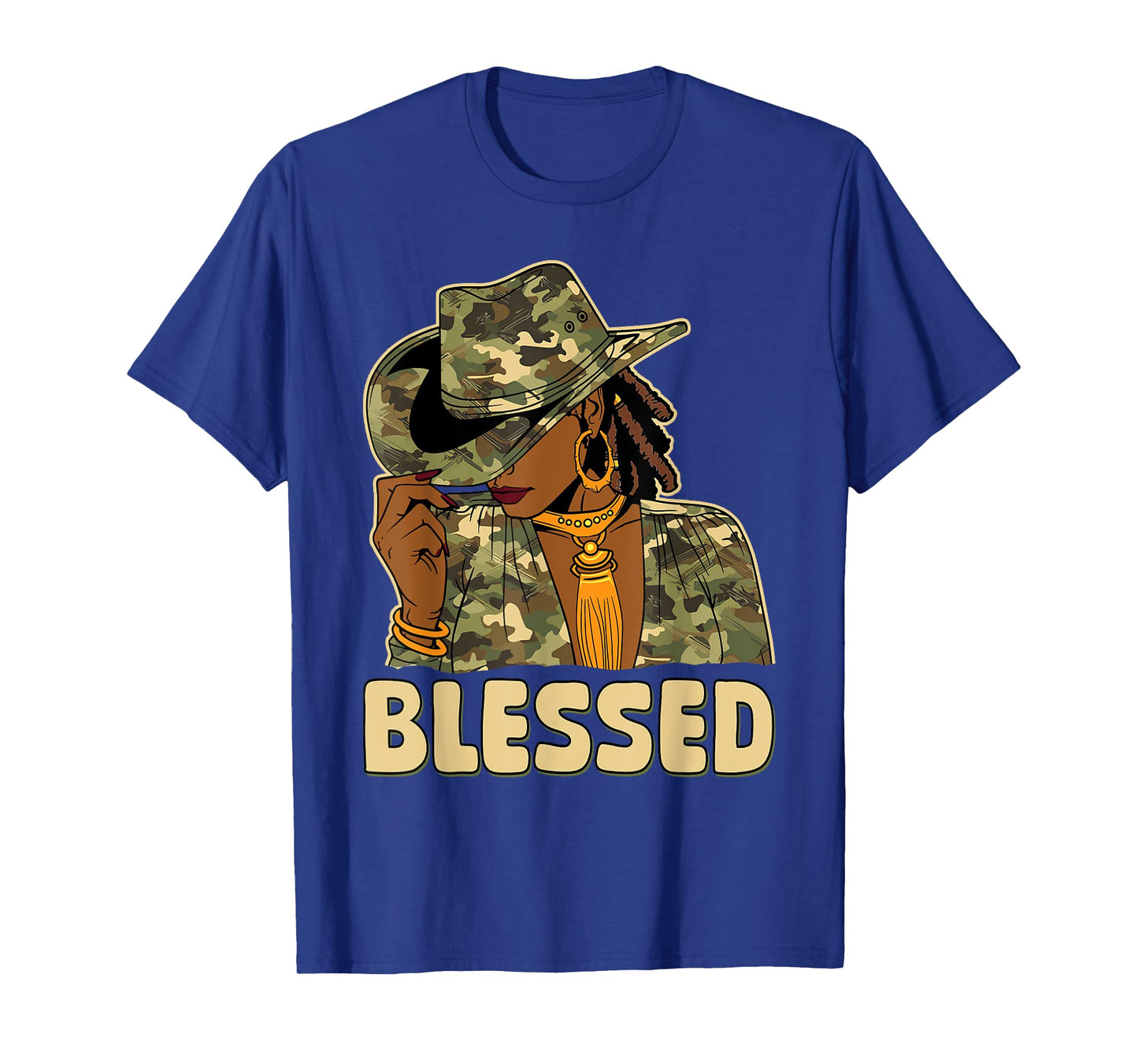 Blessed Black Cowgirl Western African Camo Christian Woman T-Shirt