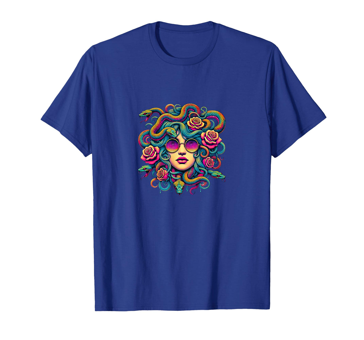 Greek Mythology Medusa Snakes Roses Retro Groovy T-Shirt