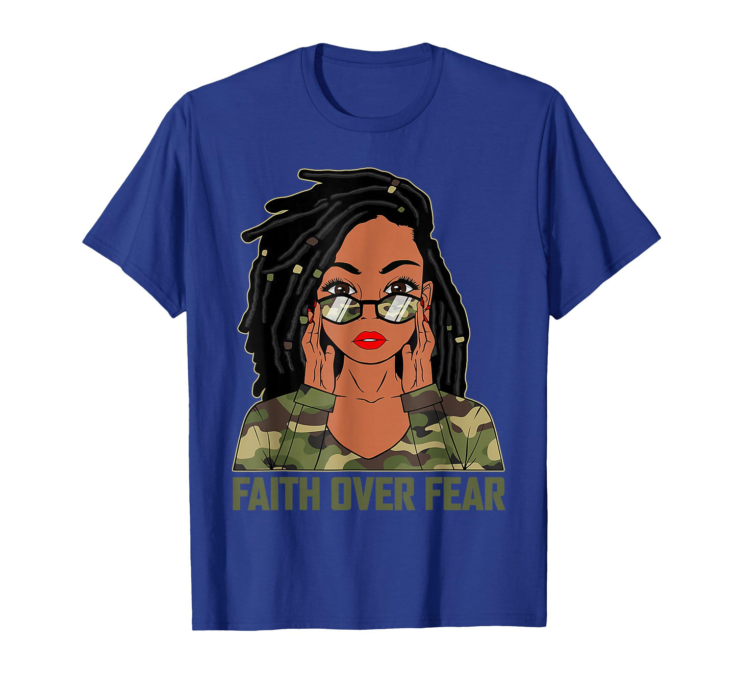 Faith Over Fear Christian Camo African American Afro Women T-Shirt