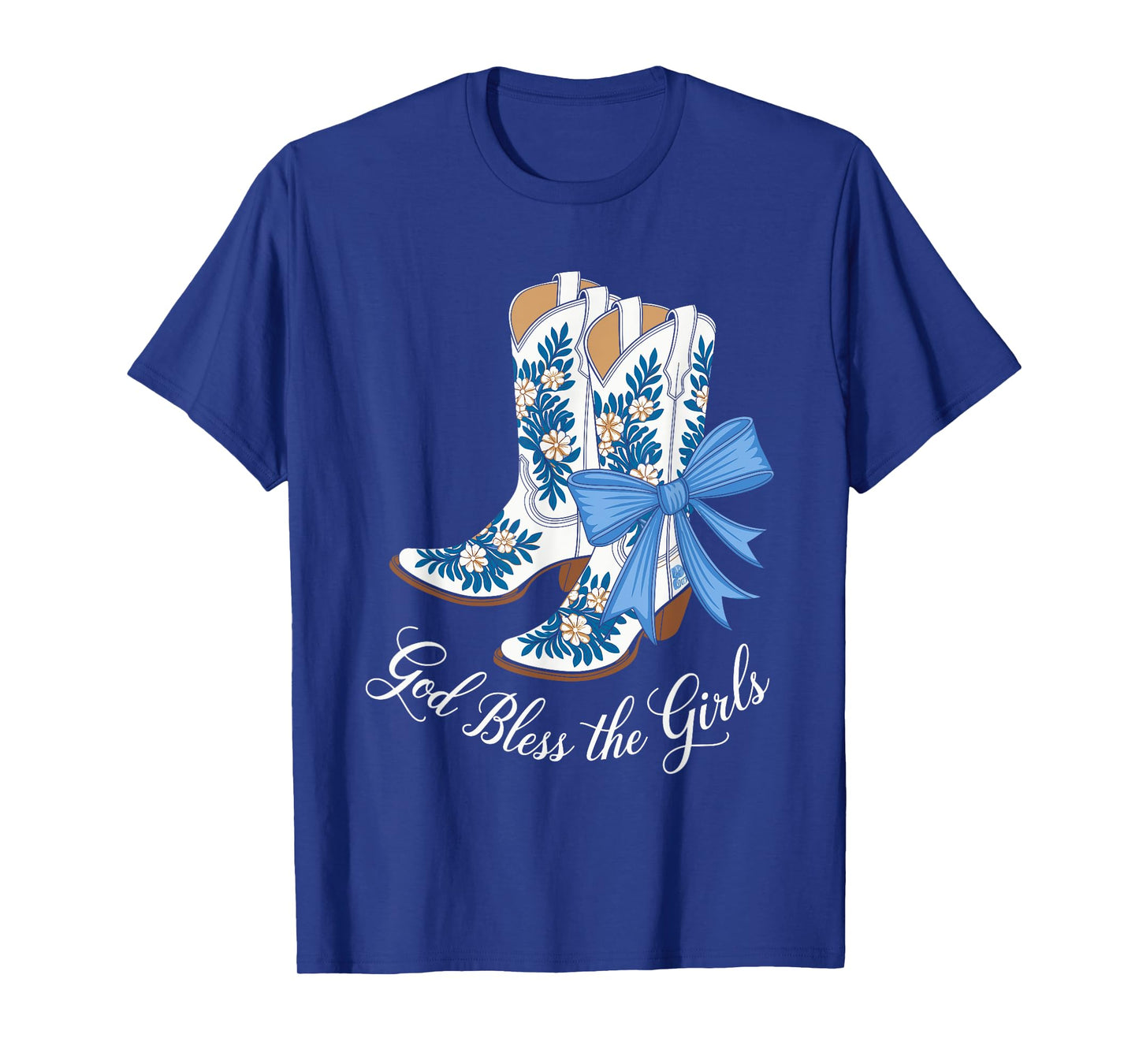 God Bless The Girls White Cowgirl Boots Western Country T-Shirt