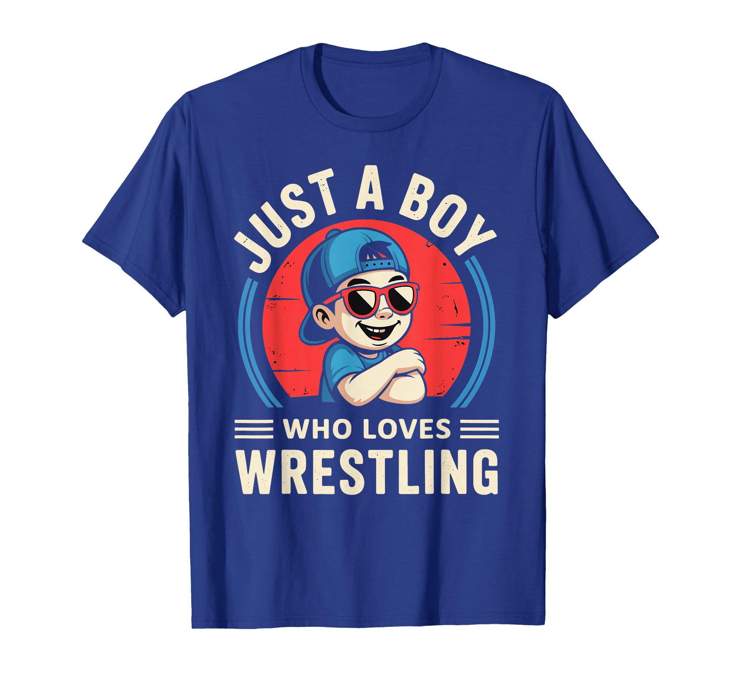 Just A Boy Who Loves Wrestling Retro Vintage T-Shirt