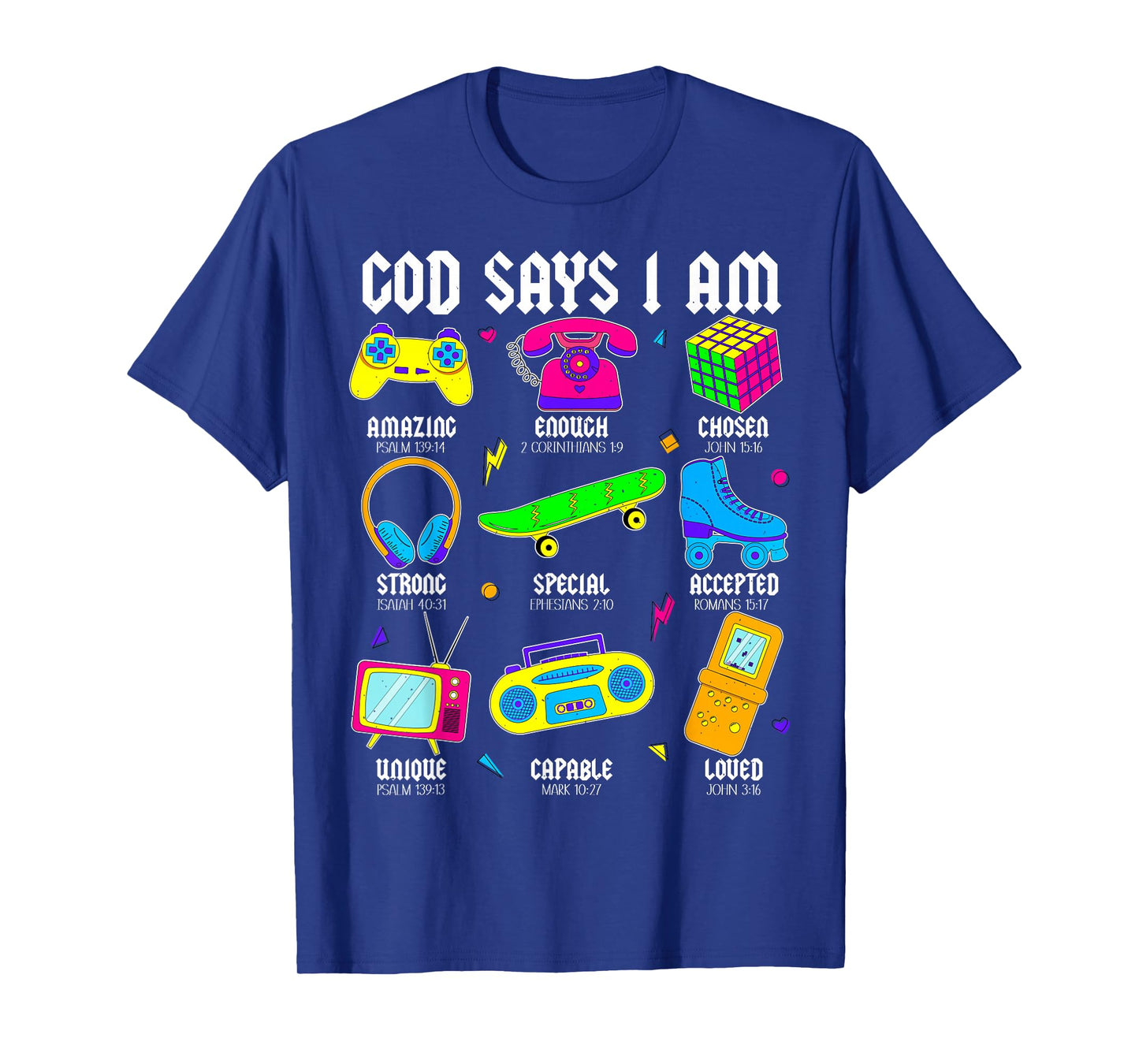 God Says I Am Christian Men Women Kids Retro 80's 90's Party T-Shirt