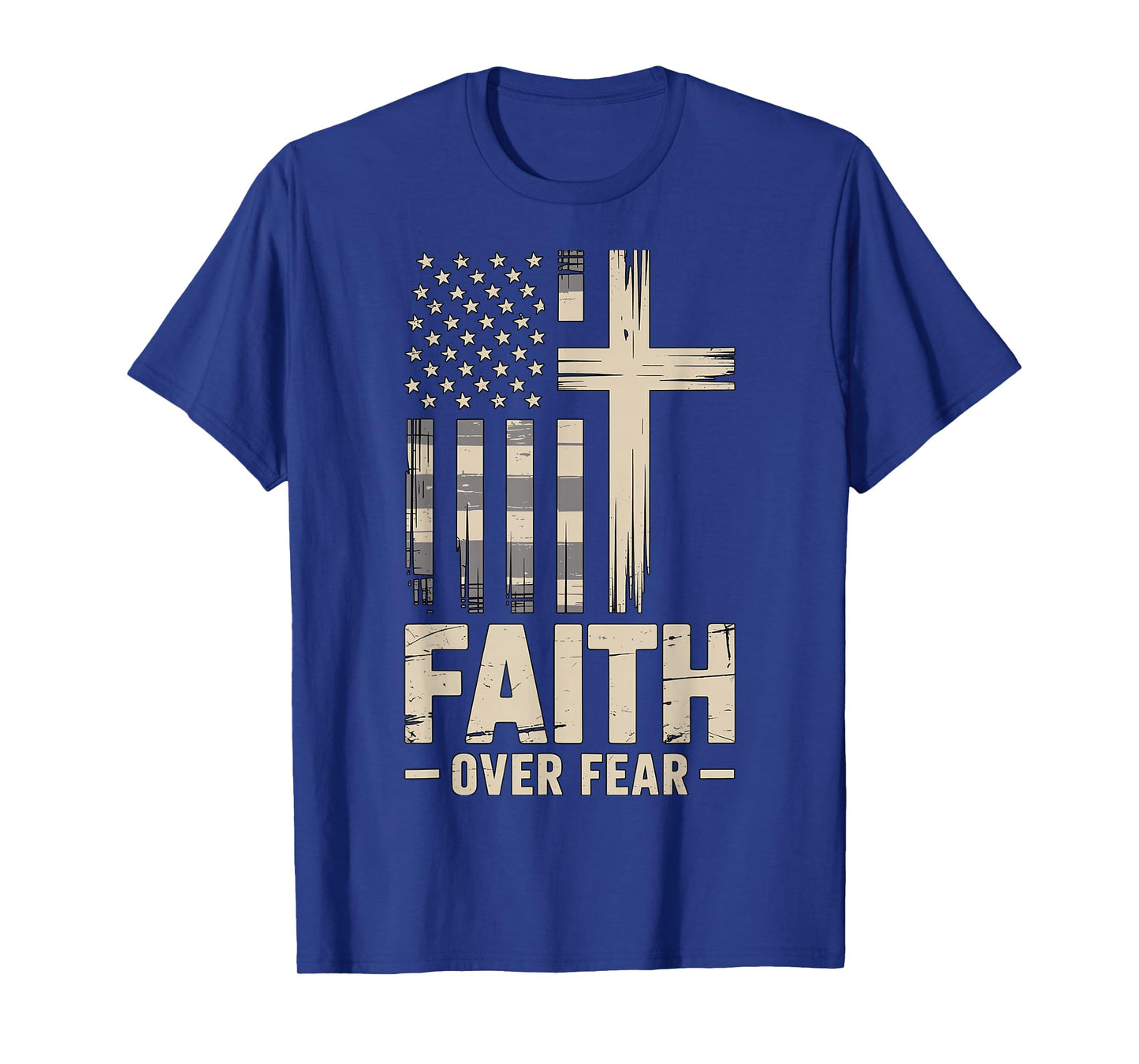 Faith Over Fear Cross American Flag T-Shirt