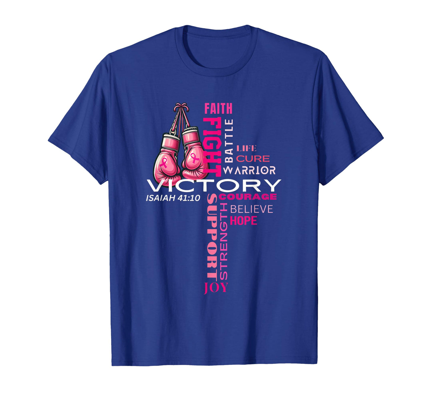 Faith Based Cross Word Art Breast Cancer Awareness Shirt T-Shirt