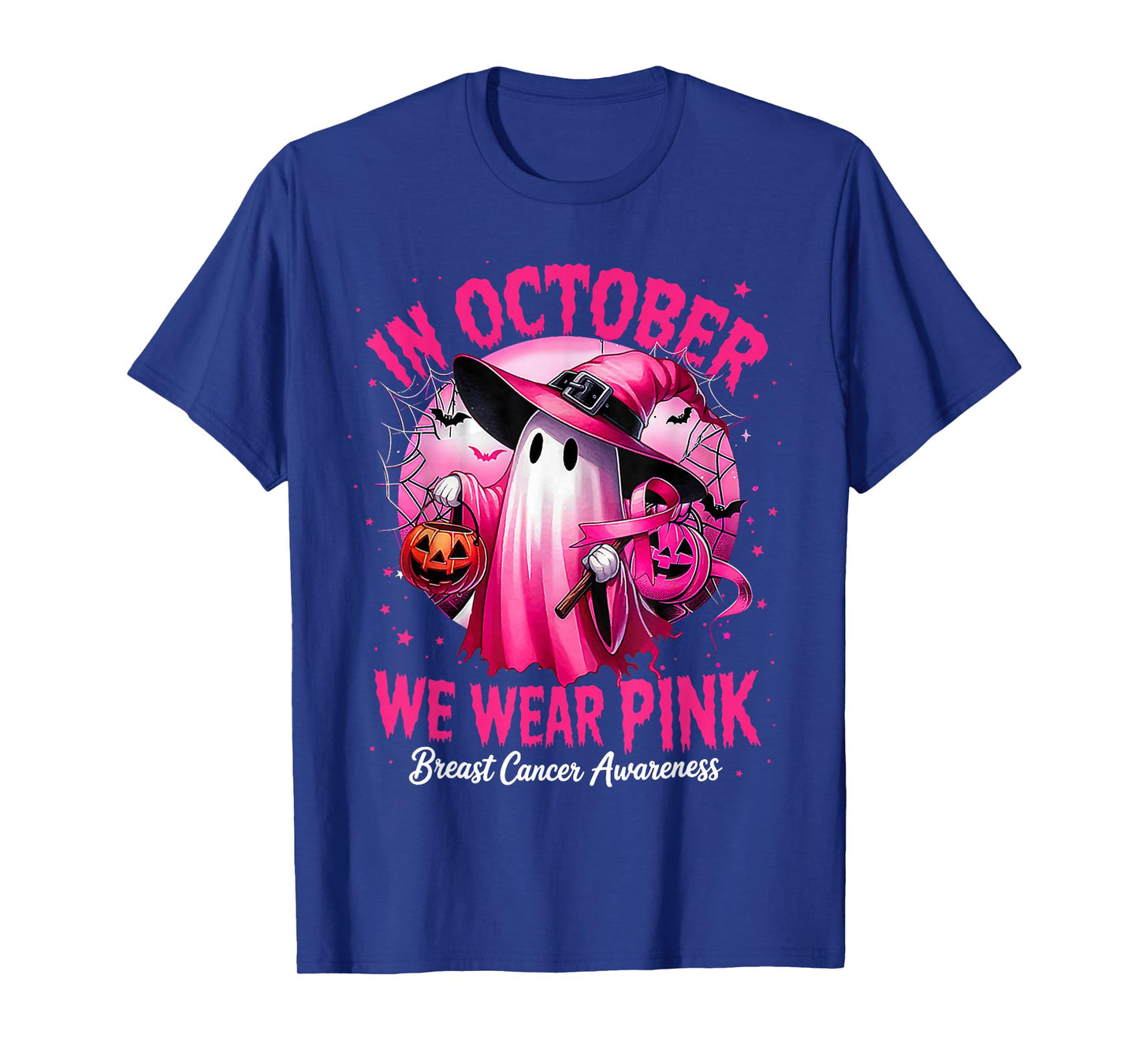 In October We Wear Pink shirt Ghost Breast Cancer Awareness T-Shirt
