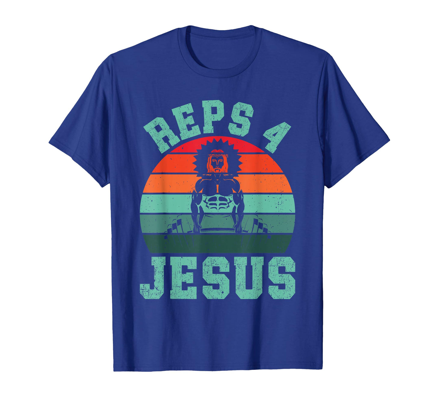 Jesus Reps 4 Jesus Christian Weightlifting Retro Fitness Gym T-Shirt