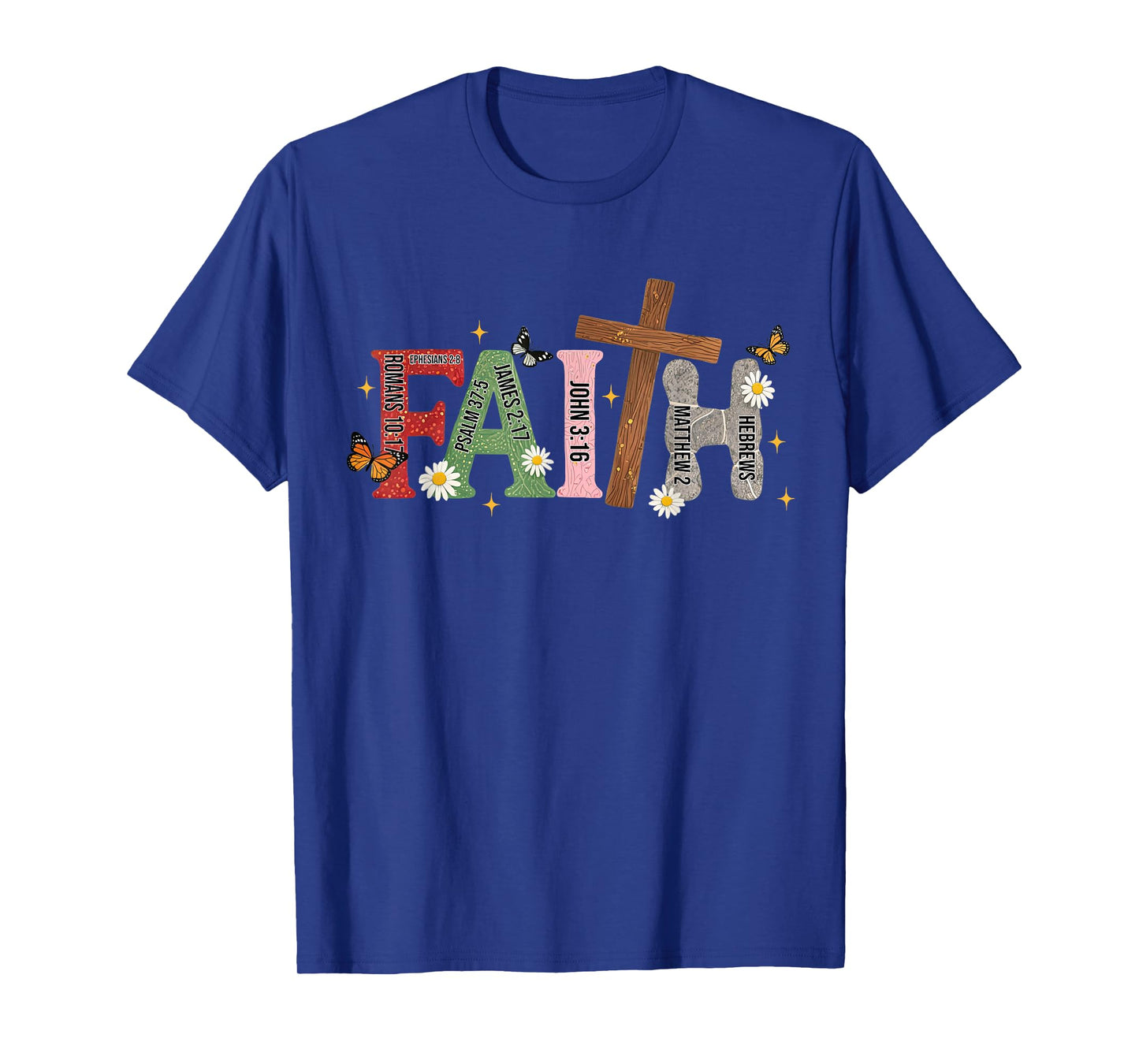 Floral Faith Bible Verse Christian Scripture Cross Religious T-Shirt