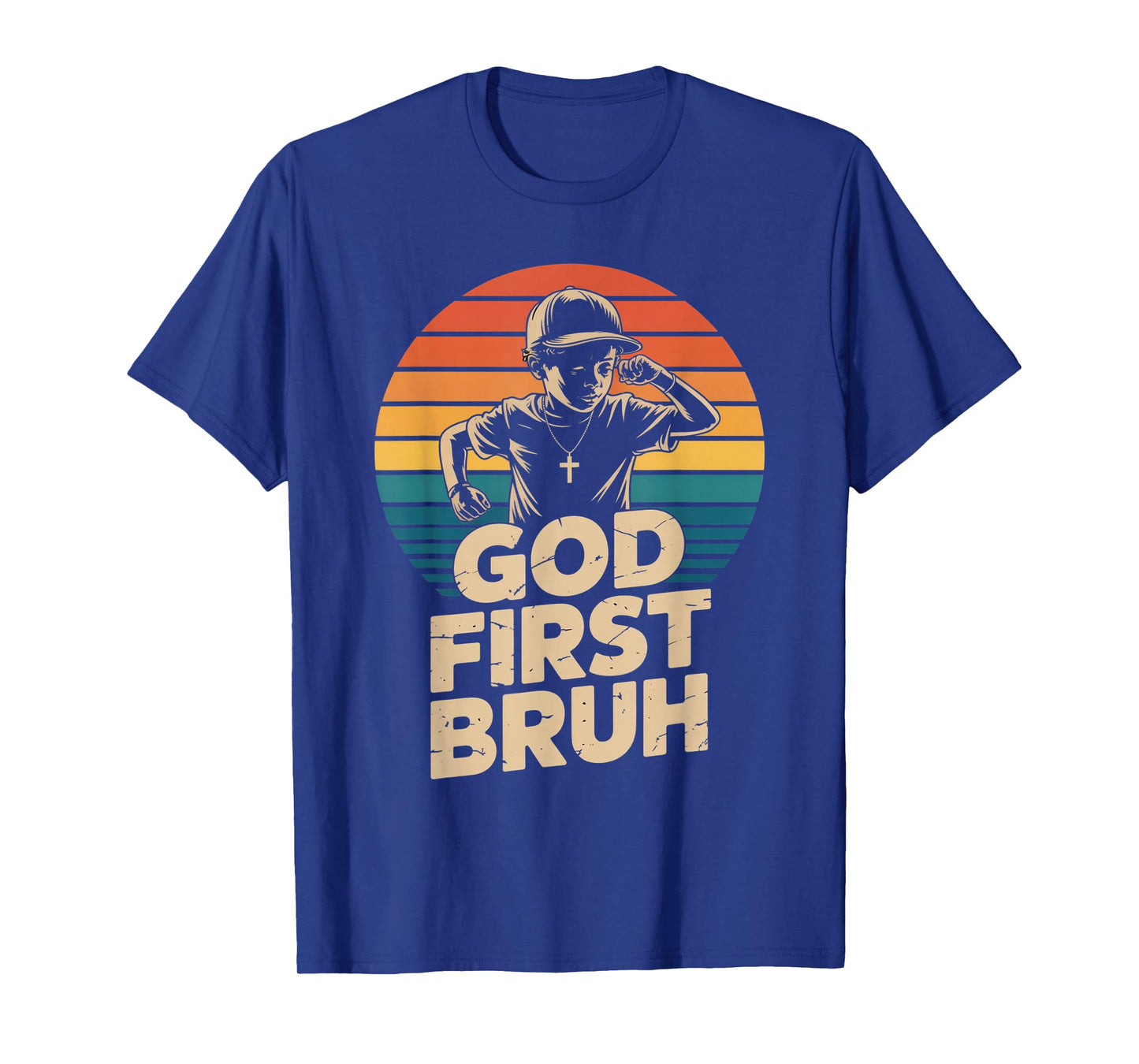 God First Bruh – Christian Kids Retro Dabbing T-Shirt