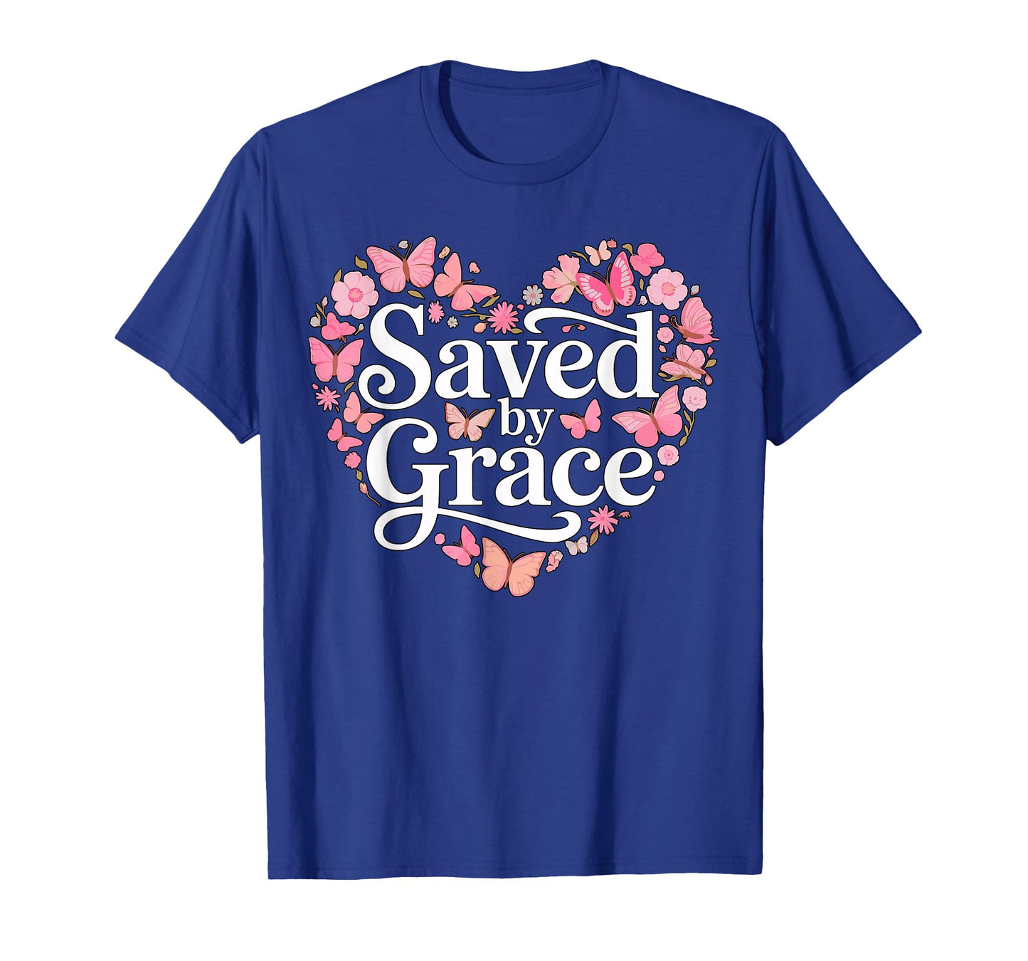Saved by Grace Heart Floral Christian Faith T-Shirt