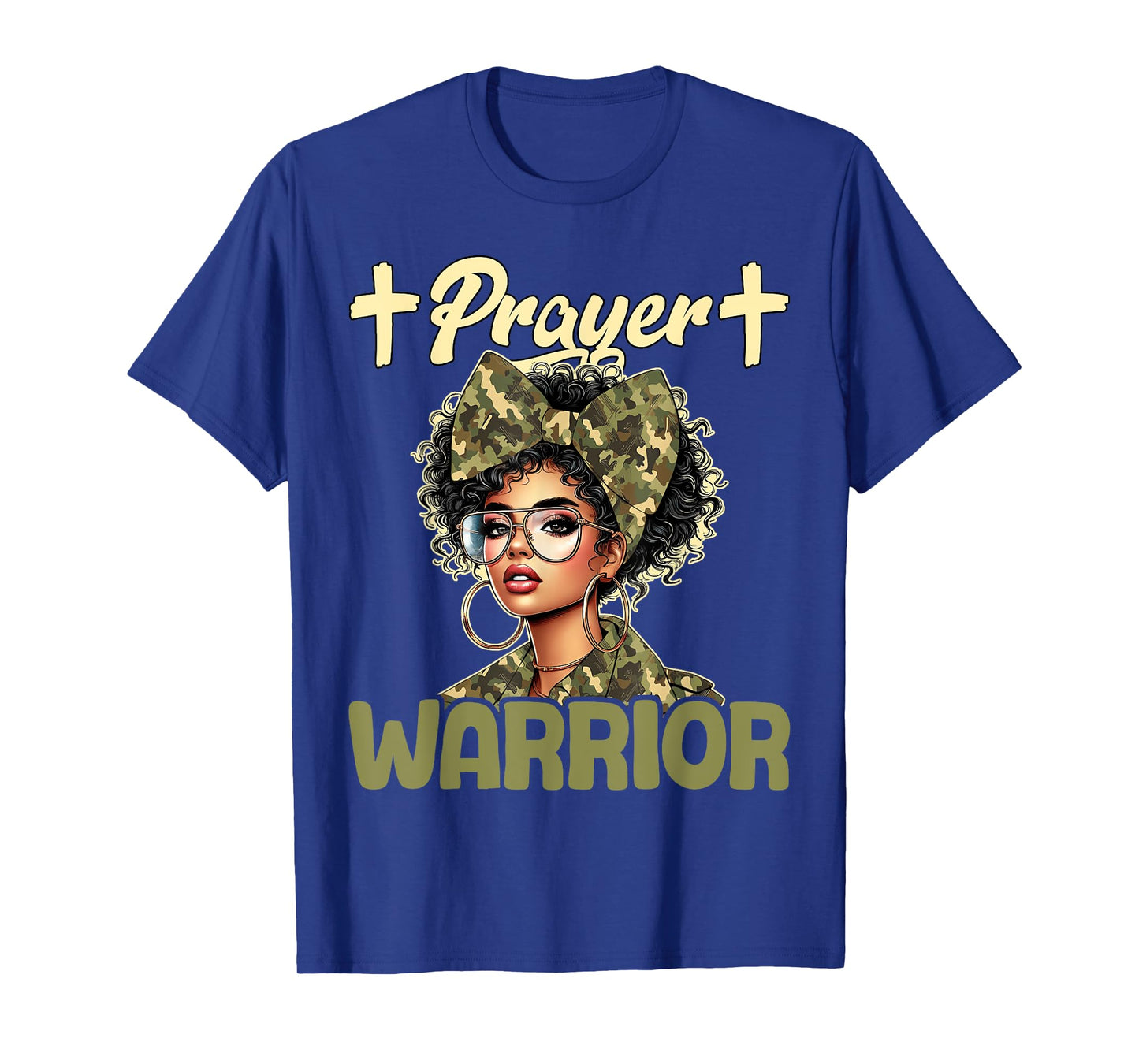 Praying Black Woman Afro Christian Sayings Prayer Warrior T-Shirt