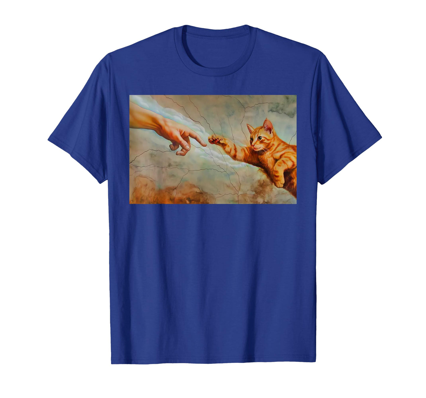 Funny Cat God Creation of Adam Meme Jesus Michelangelo Art T-Shirt